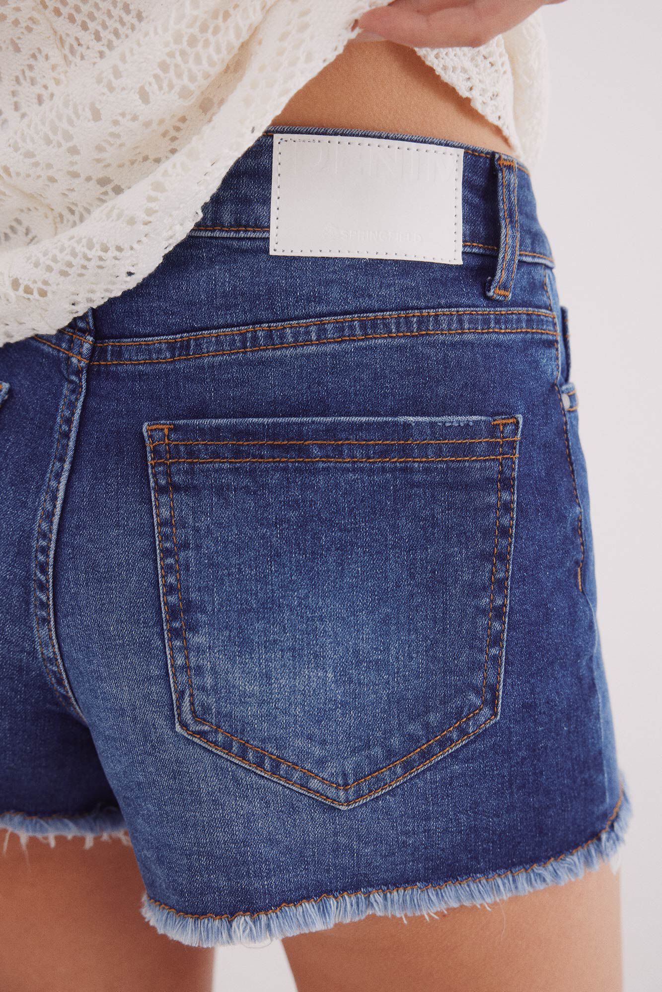 Springfield Shorts jeans tachuelas azul