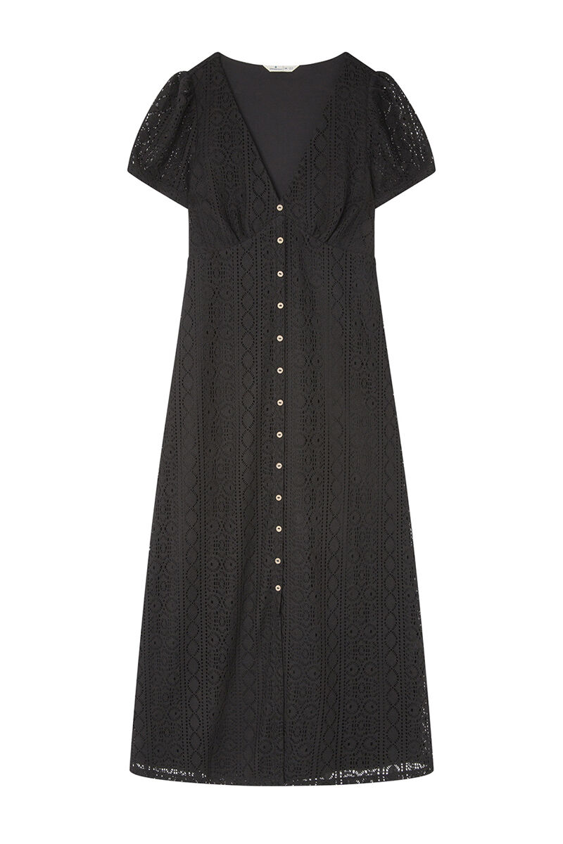 Springfield Vestido midi crochet botones negro
