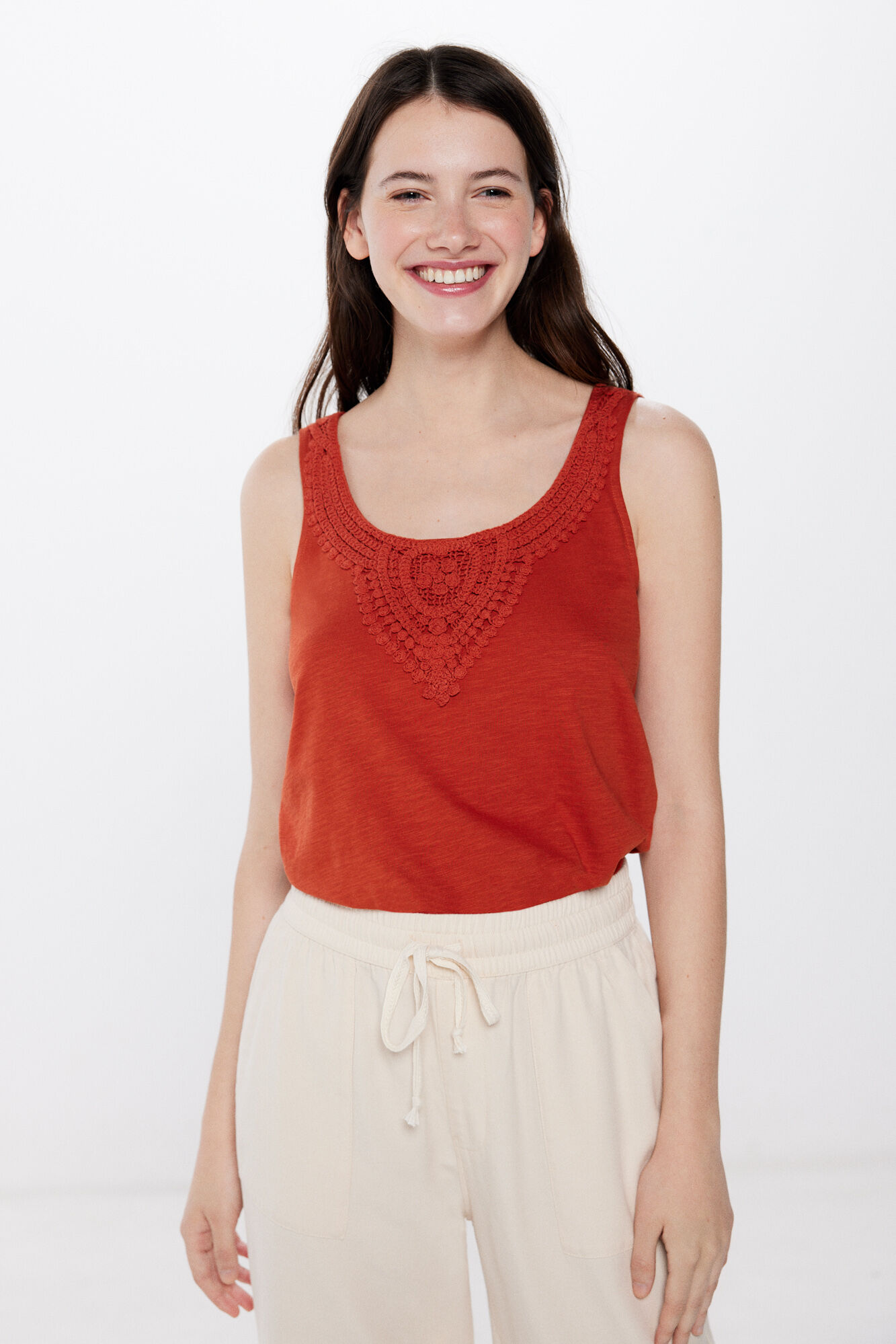 Springfield Playera escote crochet