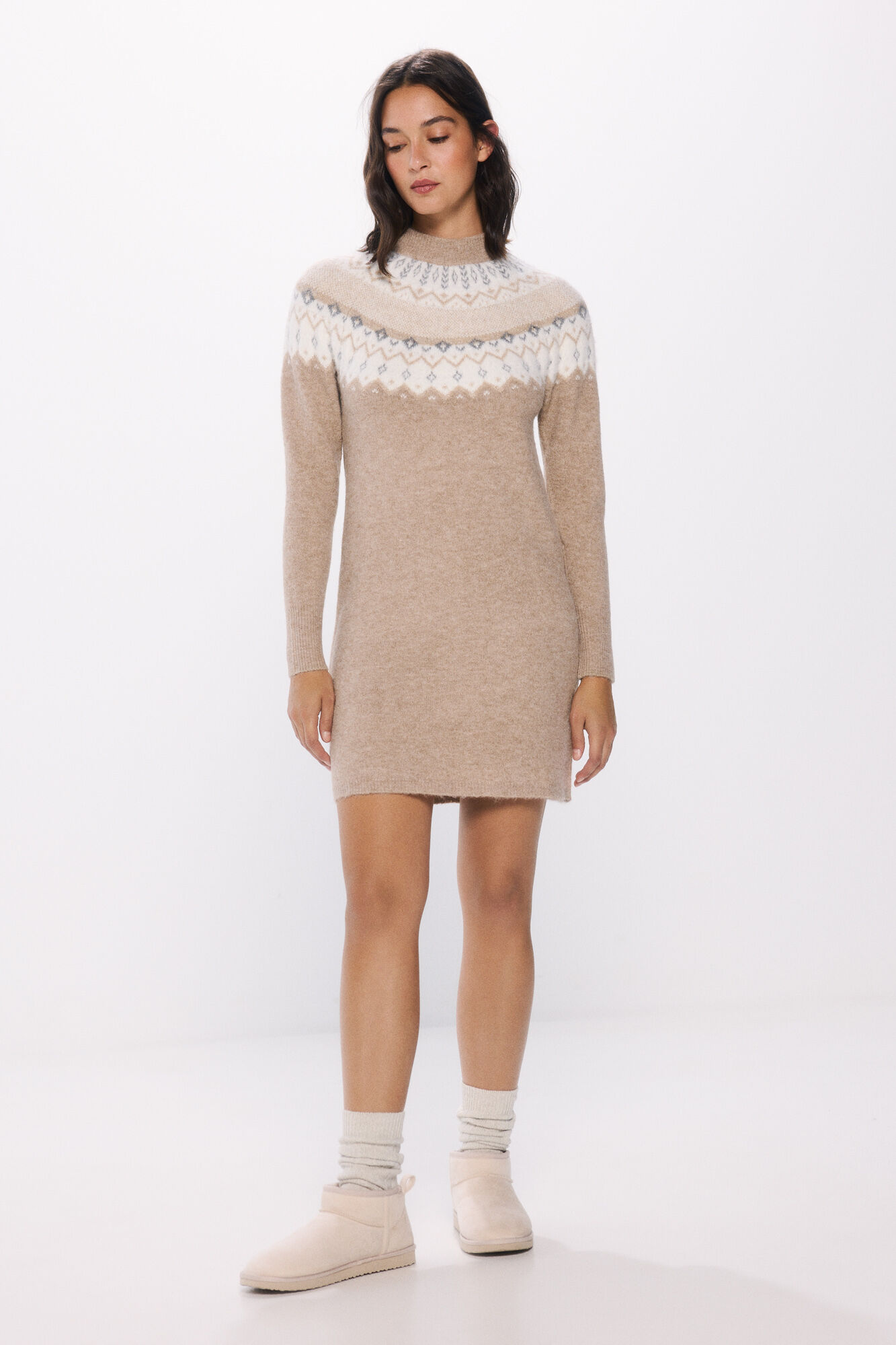 Springfield Vestido tejido cenefas jacquard