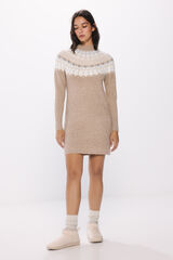 Springfield Vestido tejido cenefas jacquard caf&eacute;