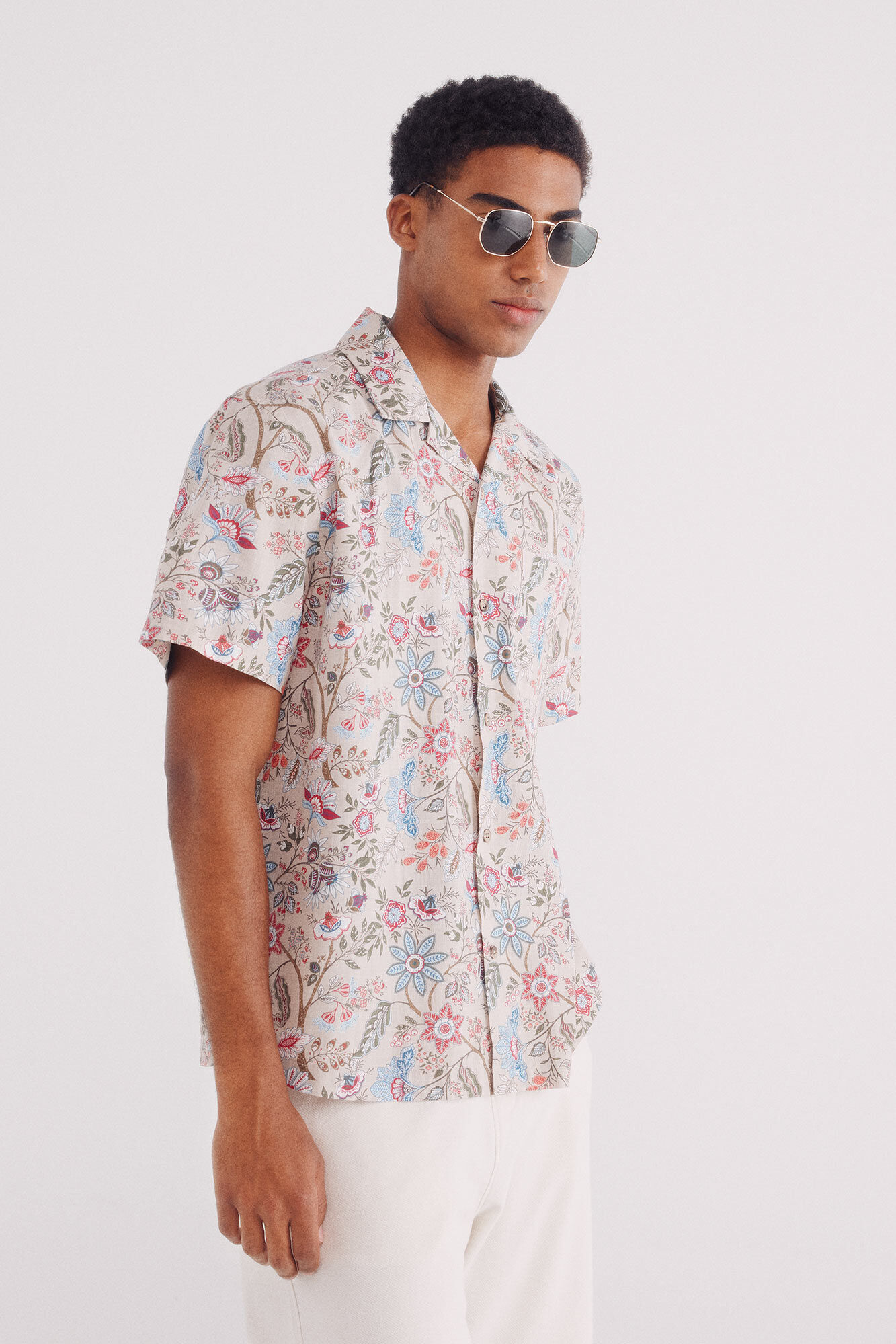 Springfield Camisa manga corta bowling estampado flores