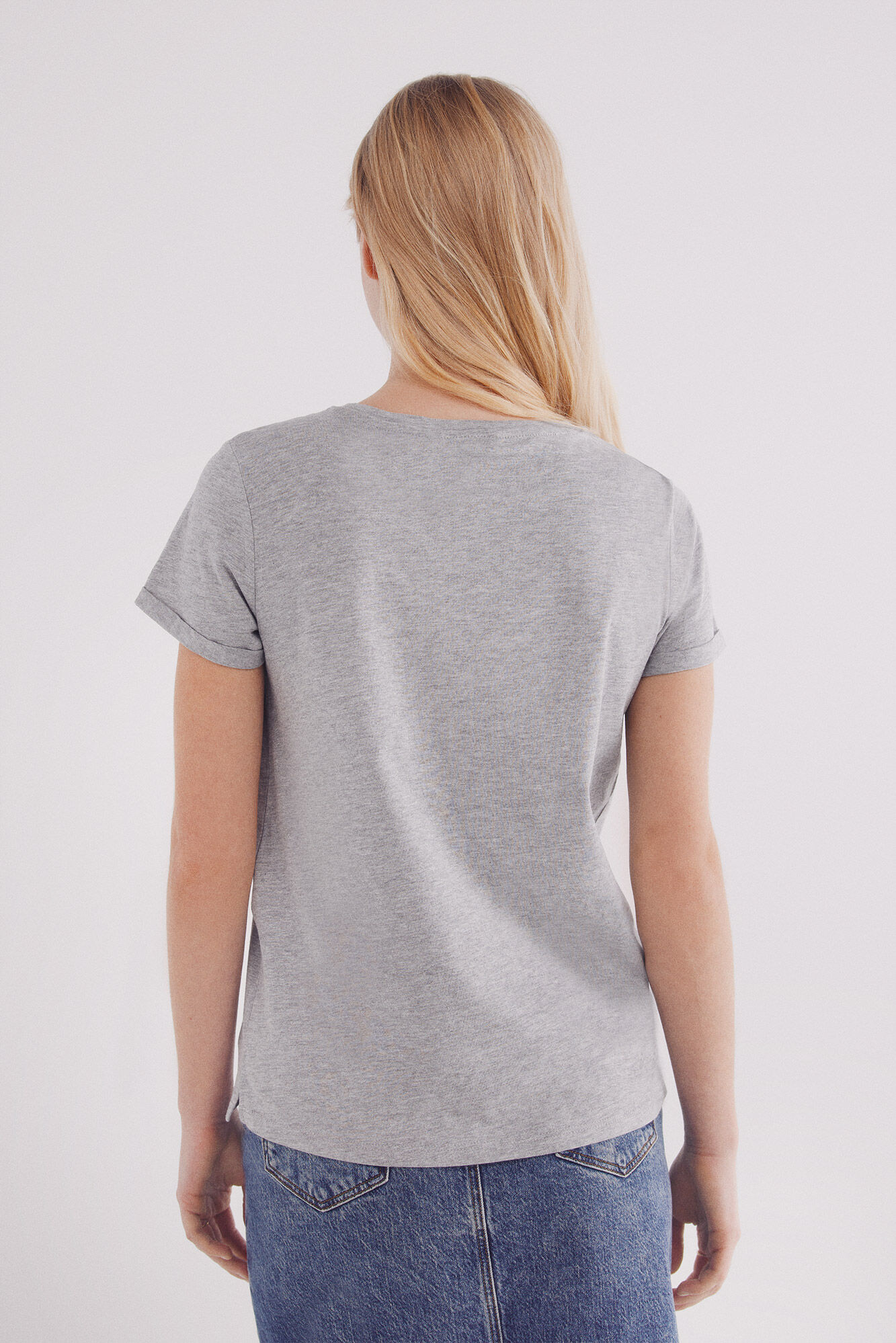 Springfield Playera b&aacute;sica manga vuelta gris
