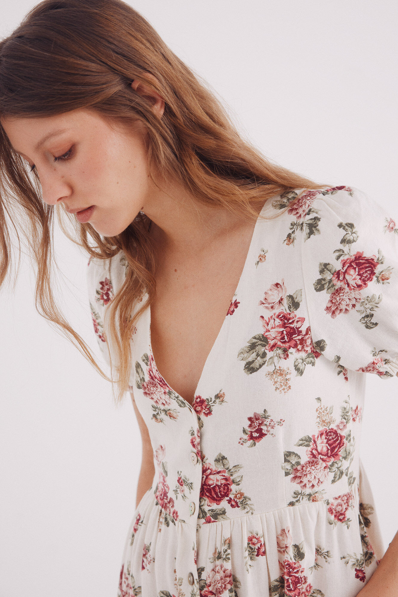 Springfield Vestido midi camisero lino