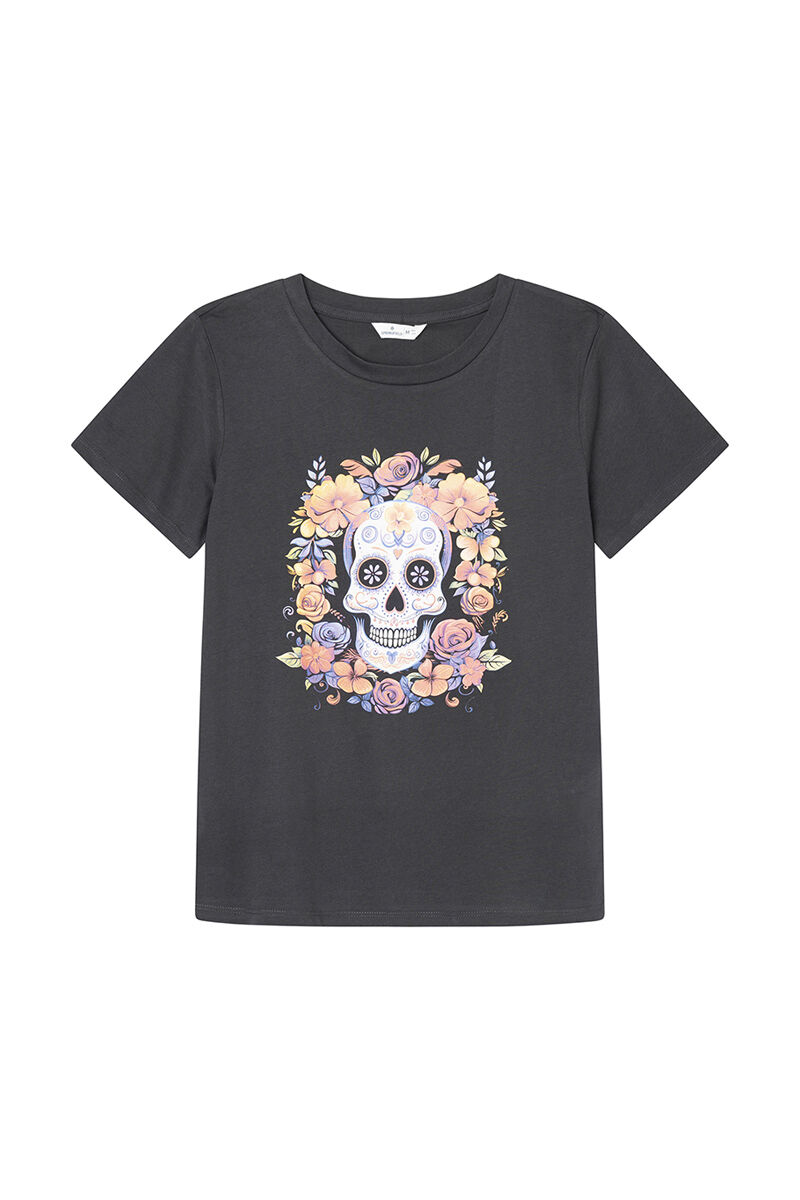 Springfield Playera gr&aacute;fica "D&iacute;a de muertos" gris
