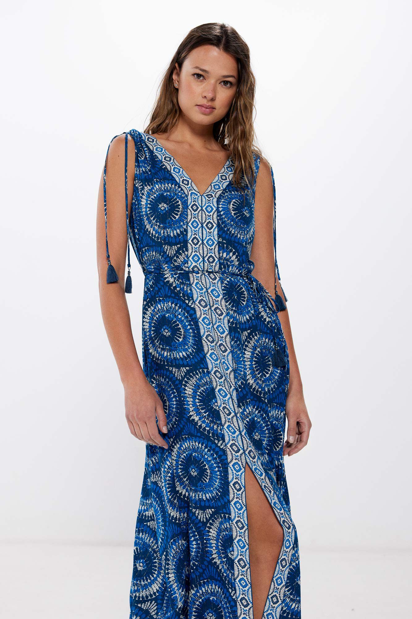 Springfield Vestido midi cenefa central marino