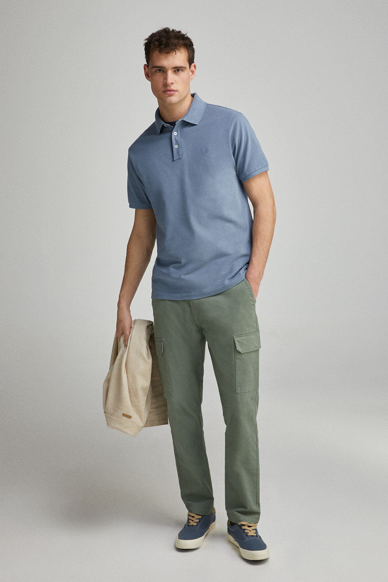 Springfield Polo piqu&eacute; contraste tapeta slim fit azul