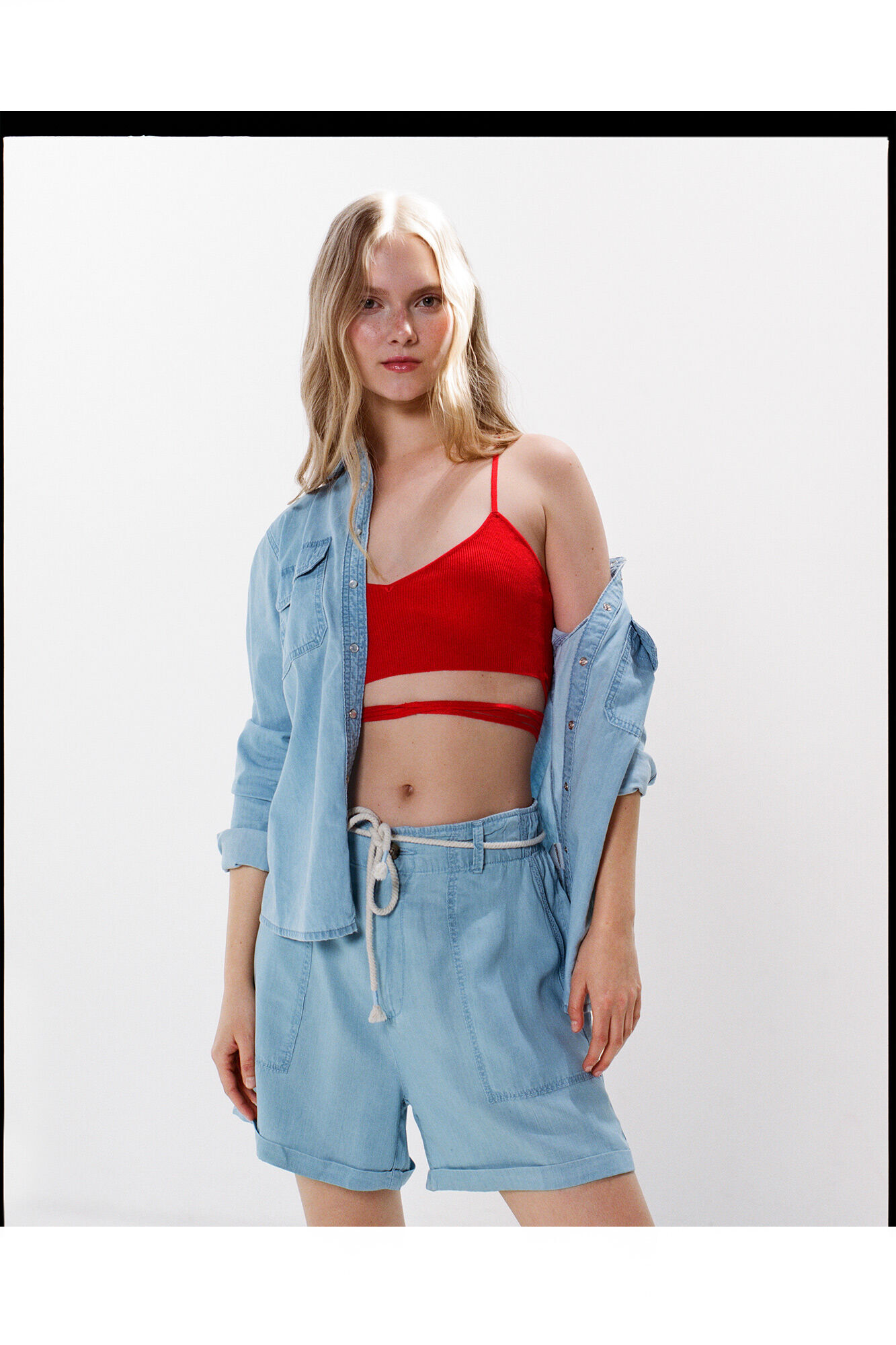 Springfield Short vaquero tencel cintur&oacute;n