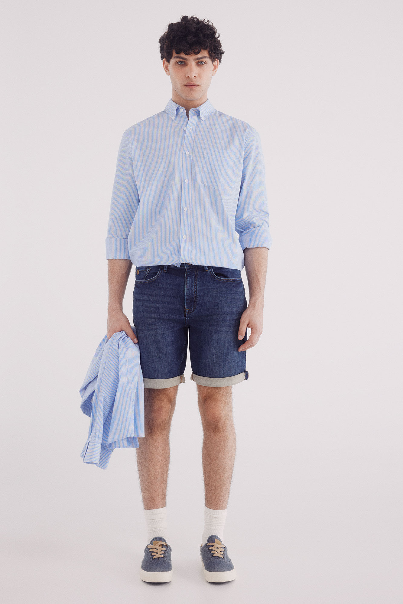 Springfield Bermuda vaquera en knit denim oscuro slim fit