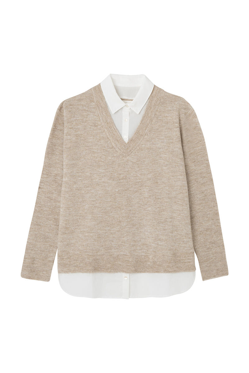 Springfield Su&eacute;ter combinado camisero caf&eacute;