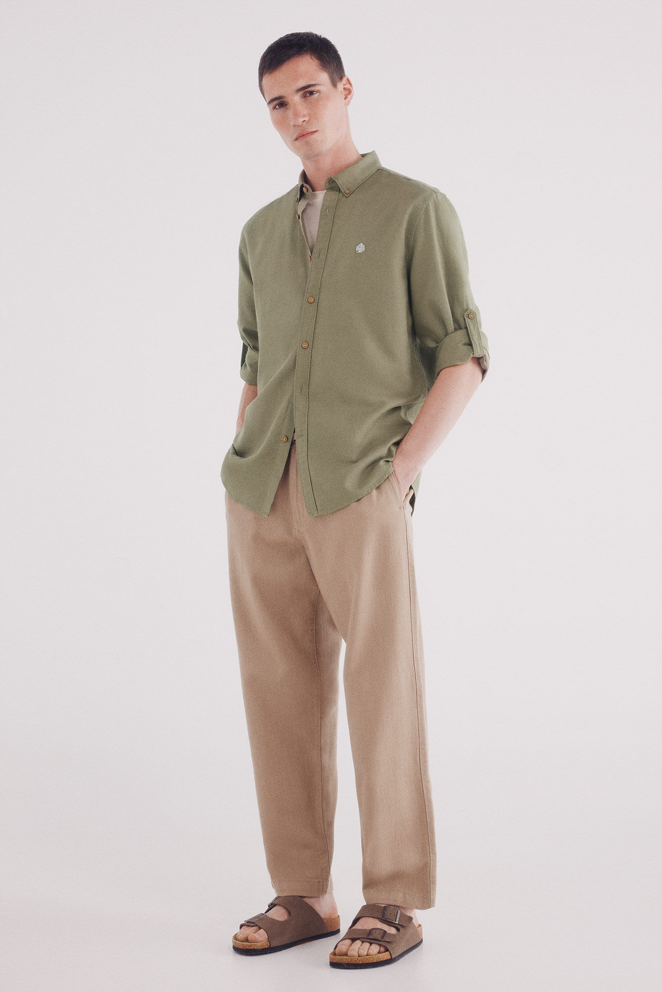 Springfield Playera algod&oacute;n slub kaki