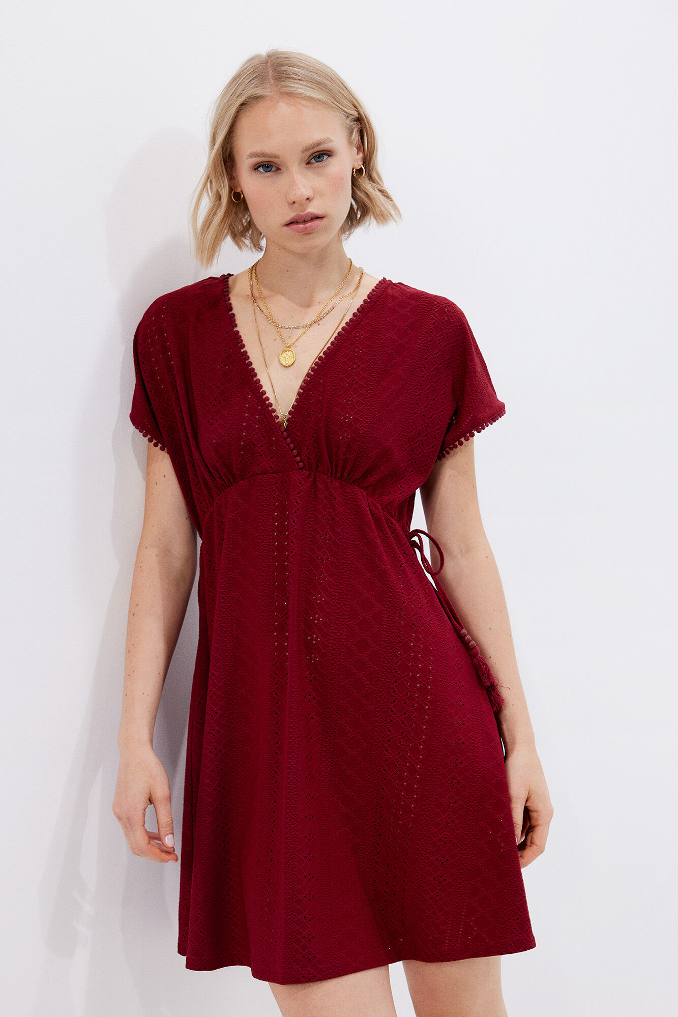 Springfield Vestido corto t&uacute;nica bordado suizo