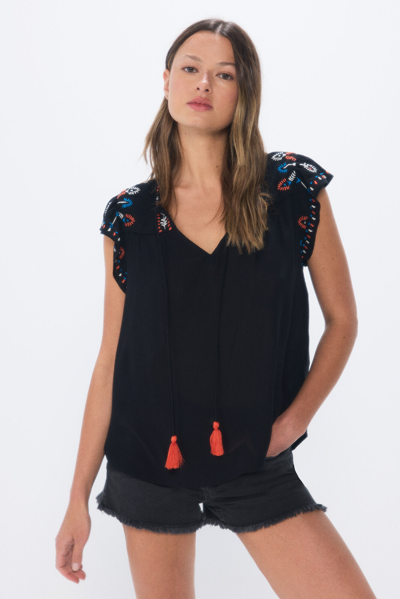 Springfield Blusa fluida bordados