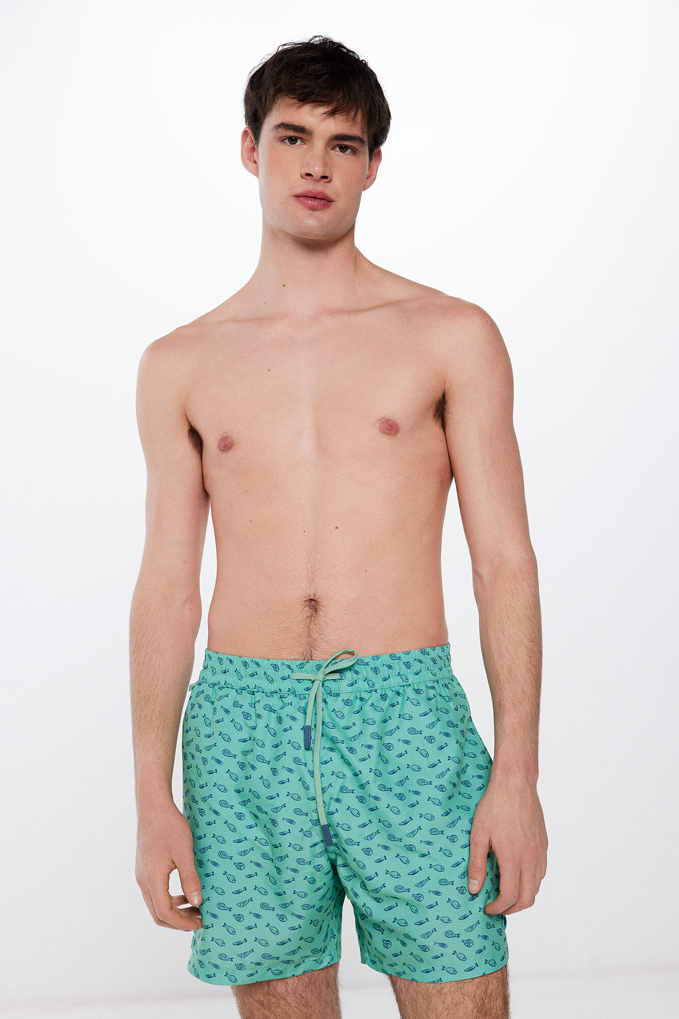 Springfield Ba&ntilde;ador estampado peces verde
