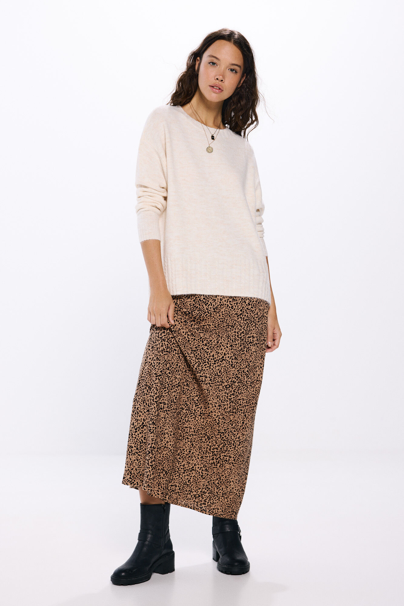 Springfield Su&eacute;ter dobladillo rayas relieve beige