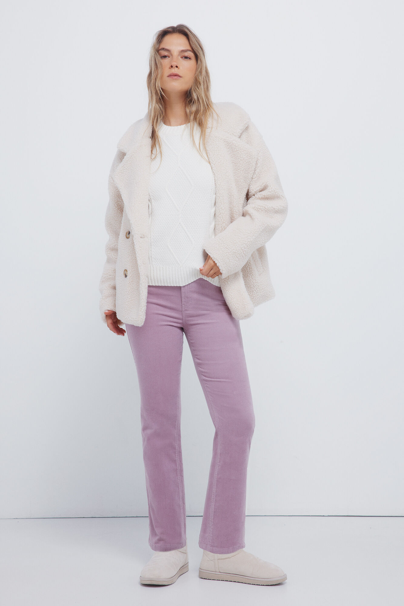 Springfield Pantalones acampanados de pana morado/lila