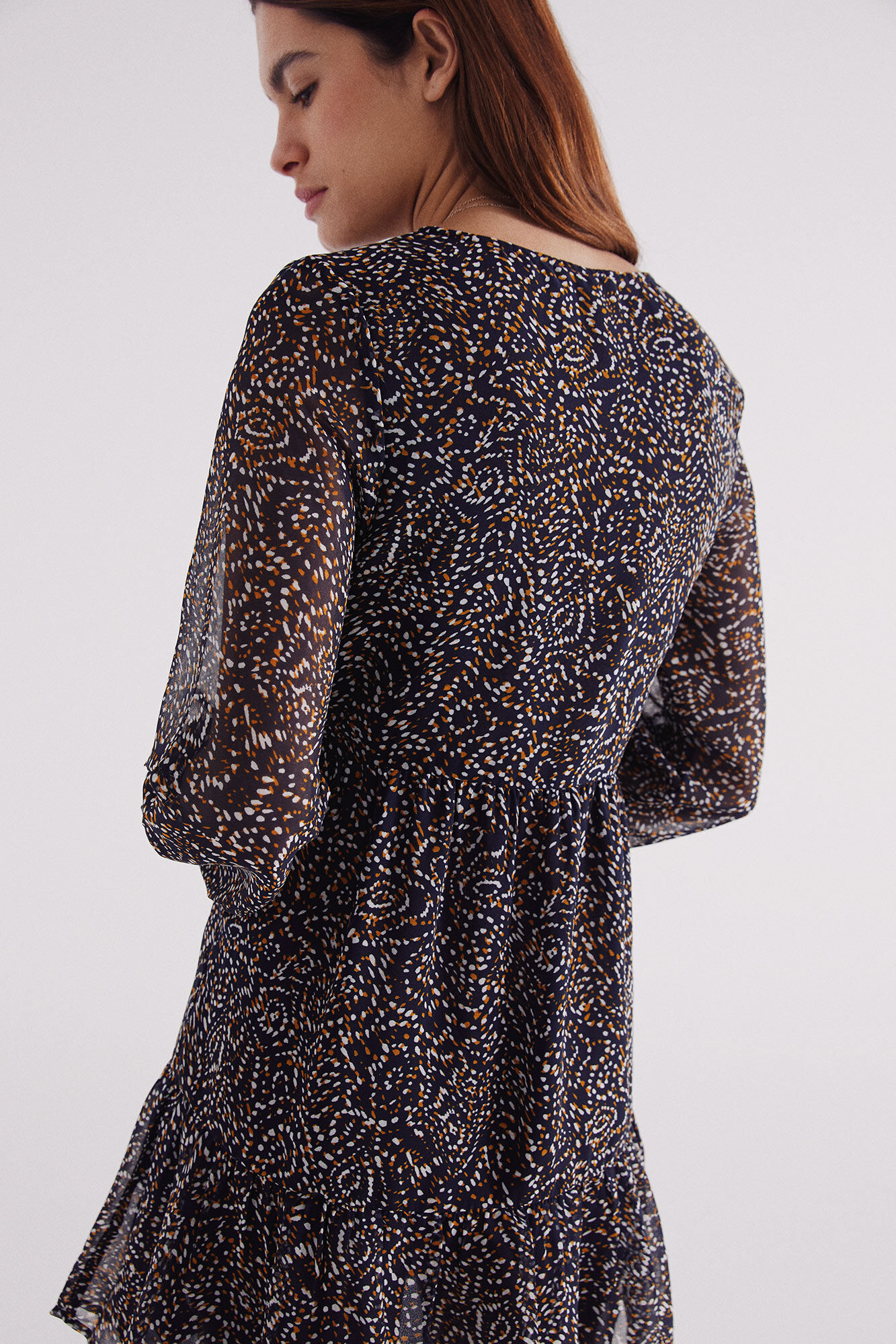 Springfield Vestido corto estampado el&aacute;stico escote