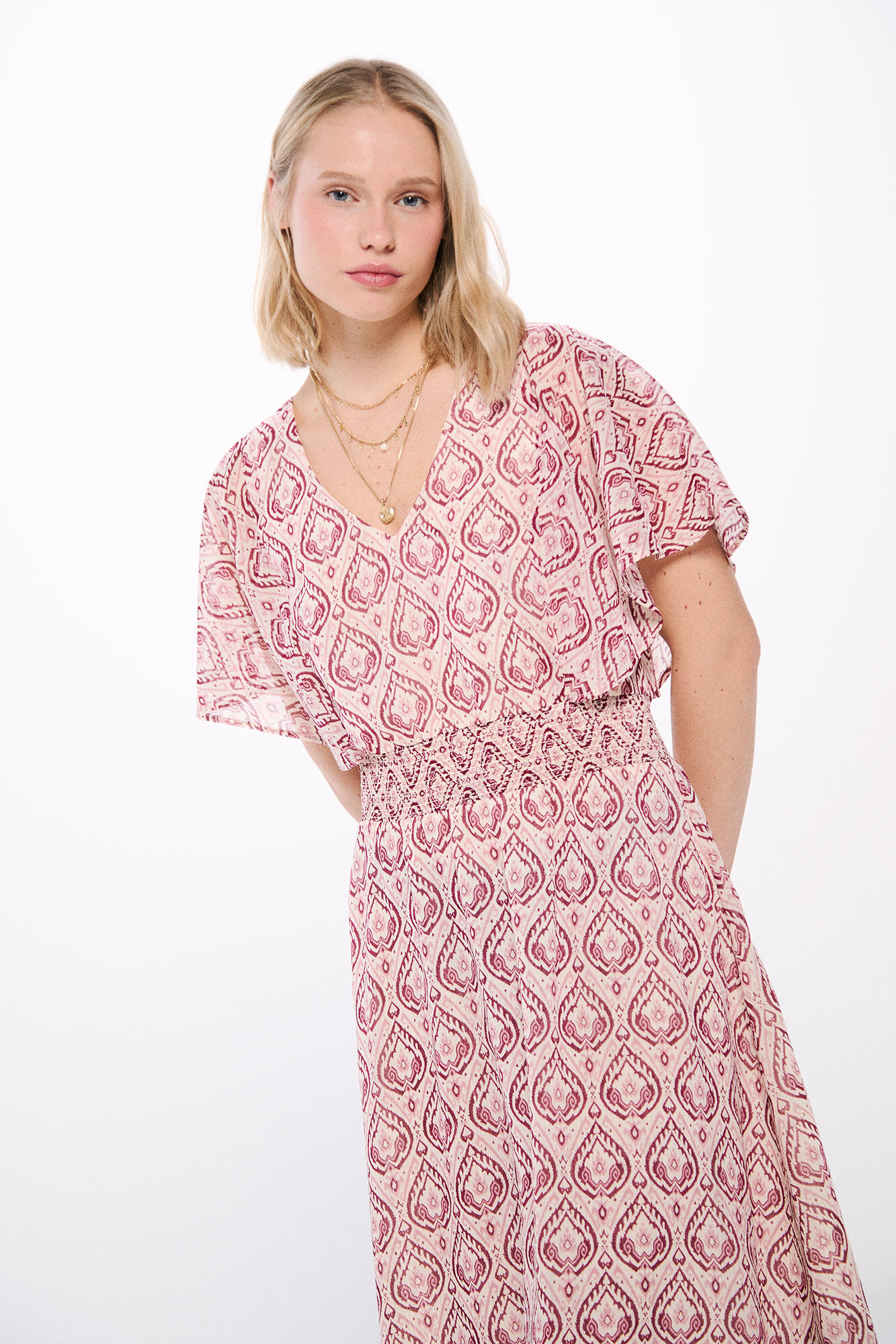 Springfield Vestido midi mangas capa fucsia