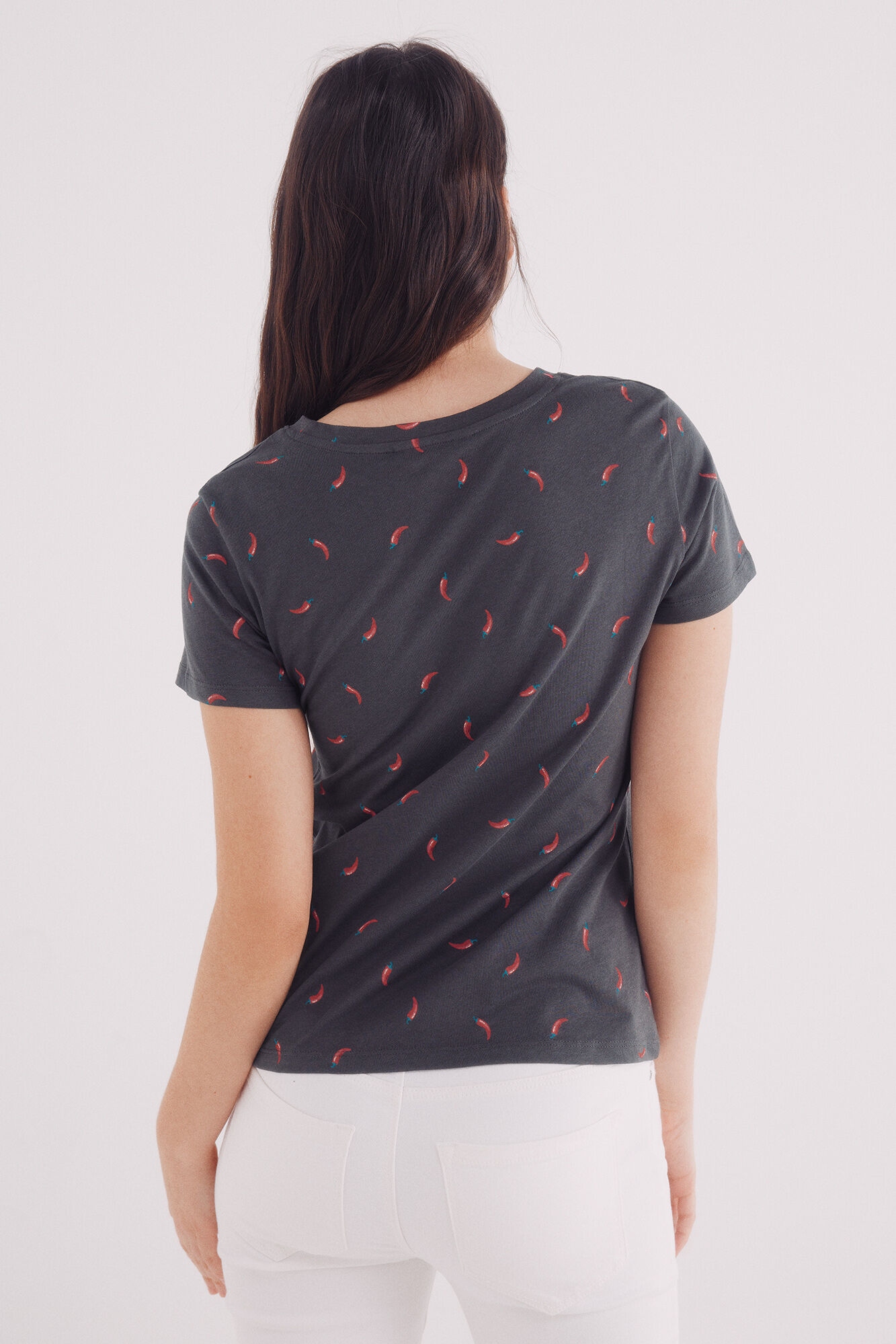 Springfield Playera estampado frutas gris