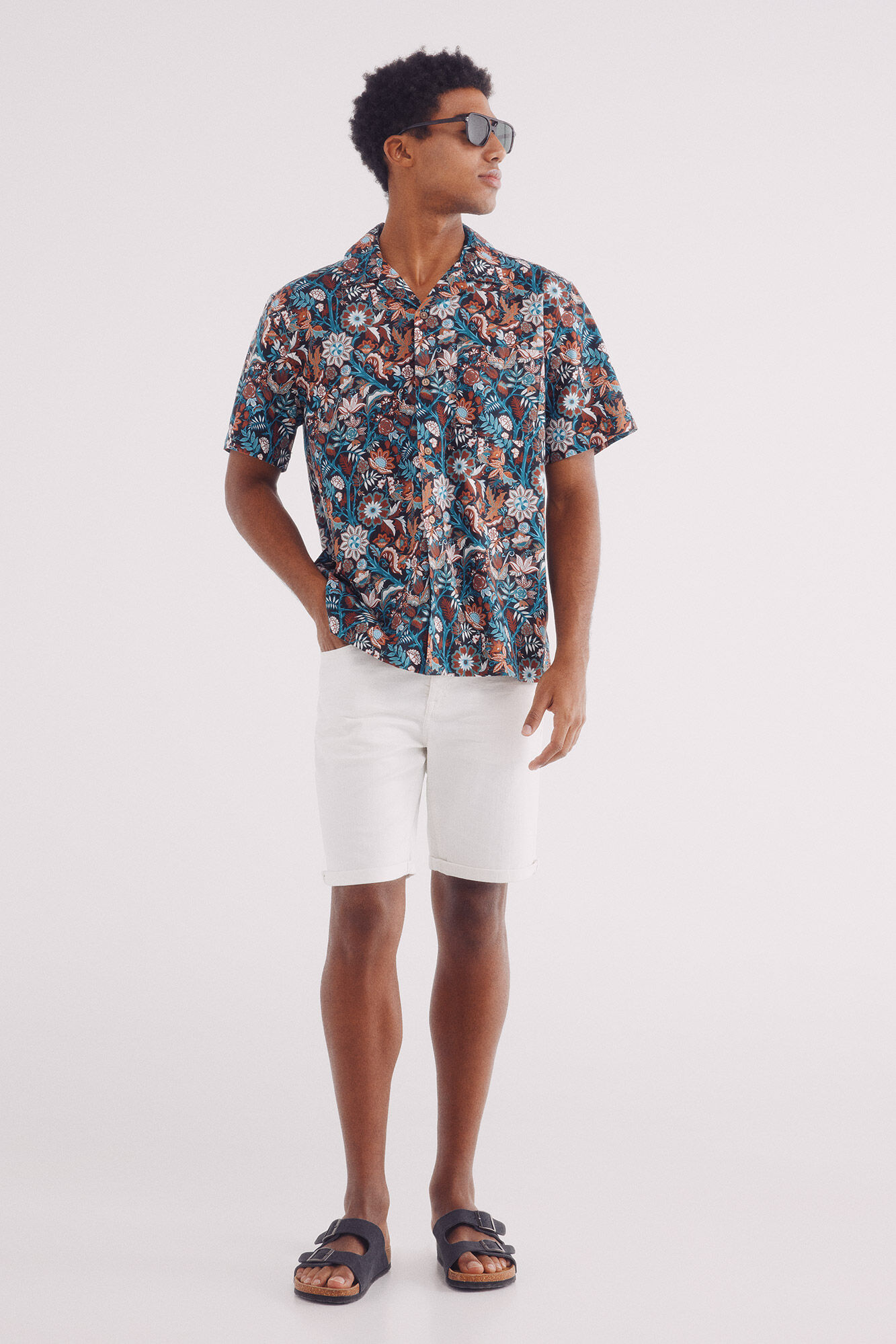 Springfield Camisa manga corta bowling estampado flores