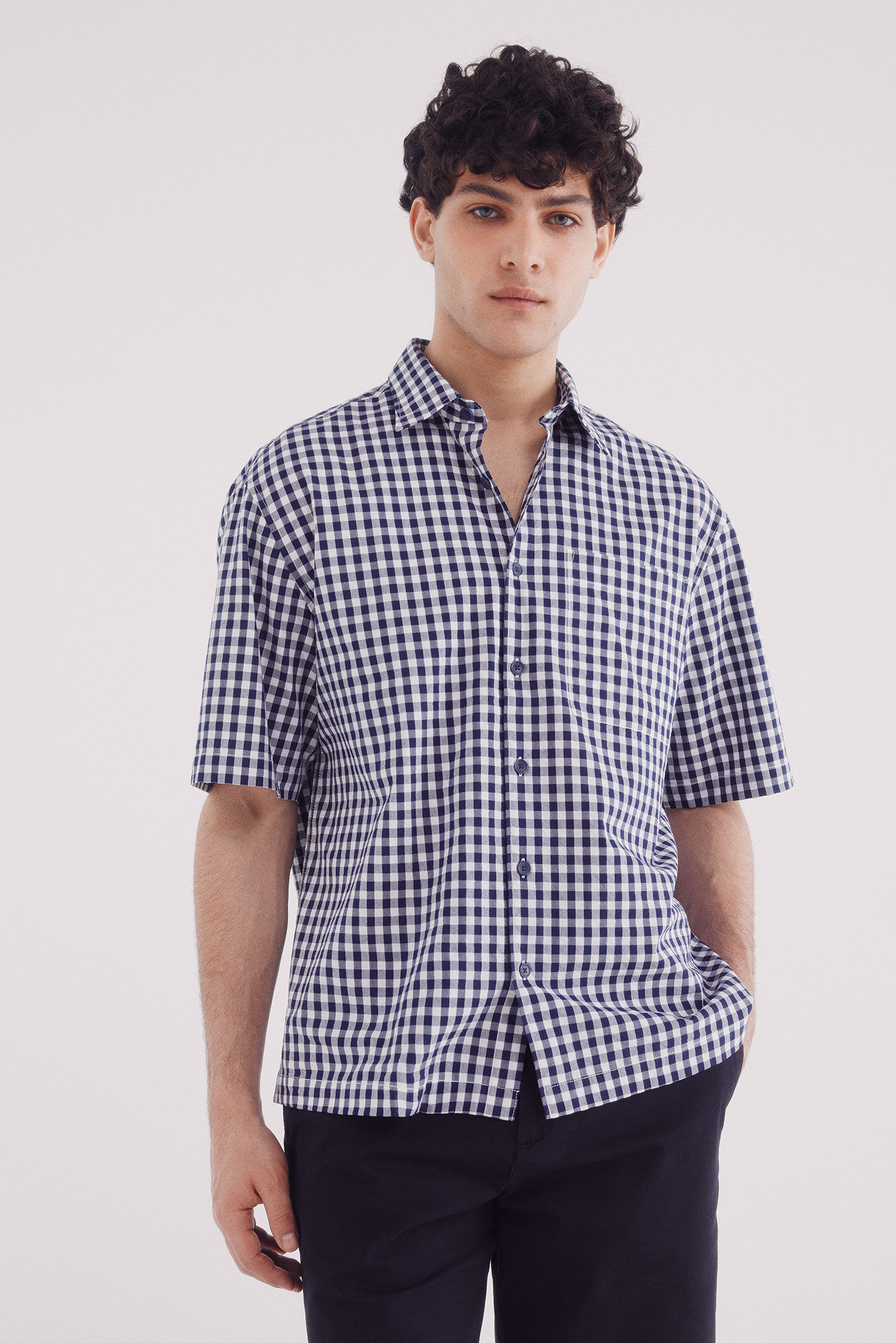 Springfield Camisa manga corta seersucker cuadros