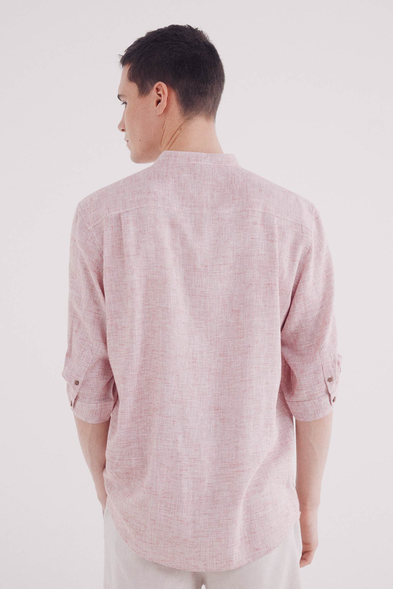 Springfield Camisa mao 3/4 lino viscosa rojo