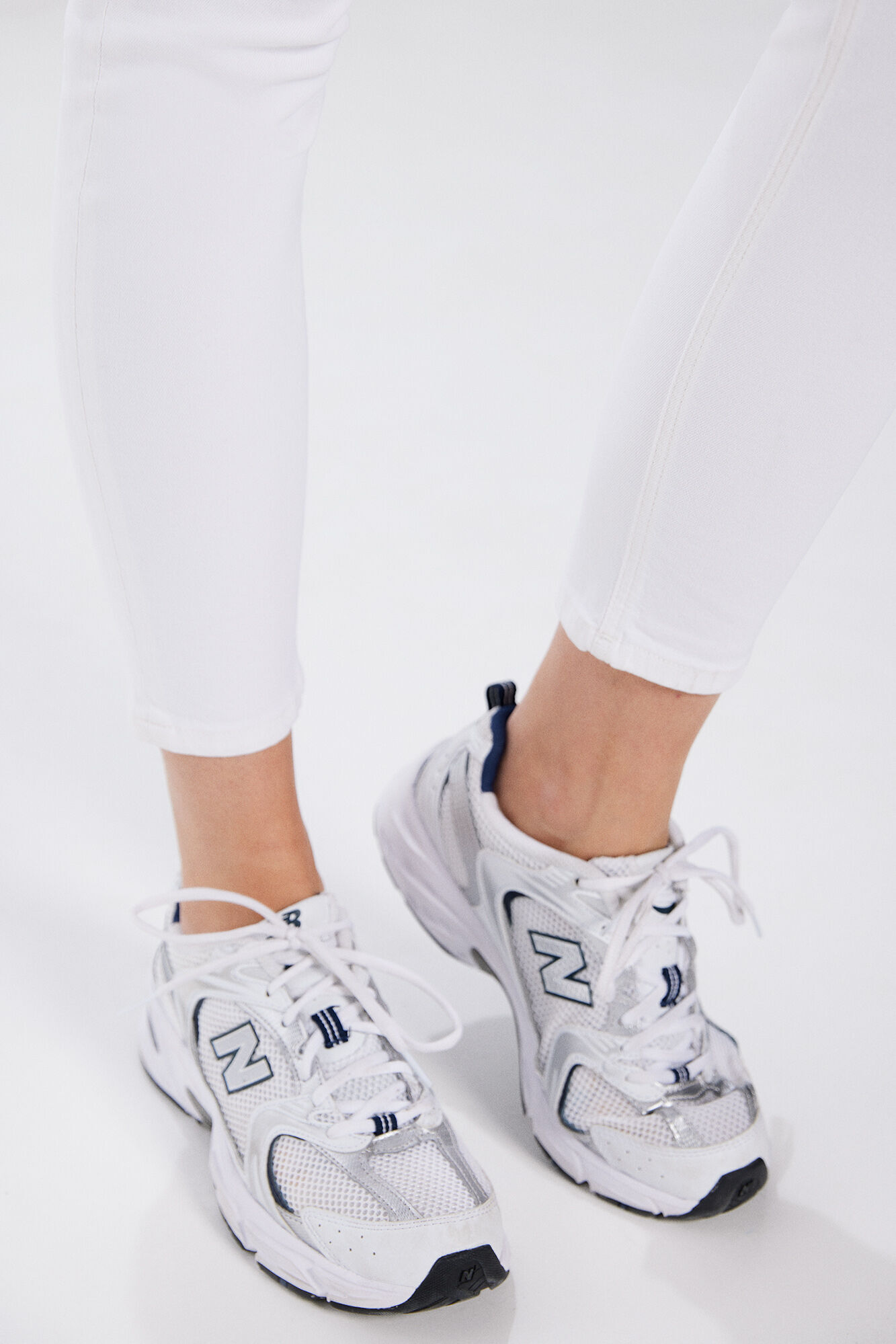 Springfield Jeans color slim cropped blanco
