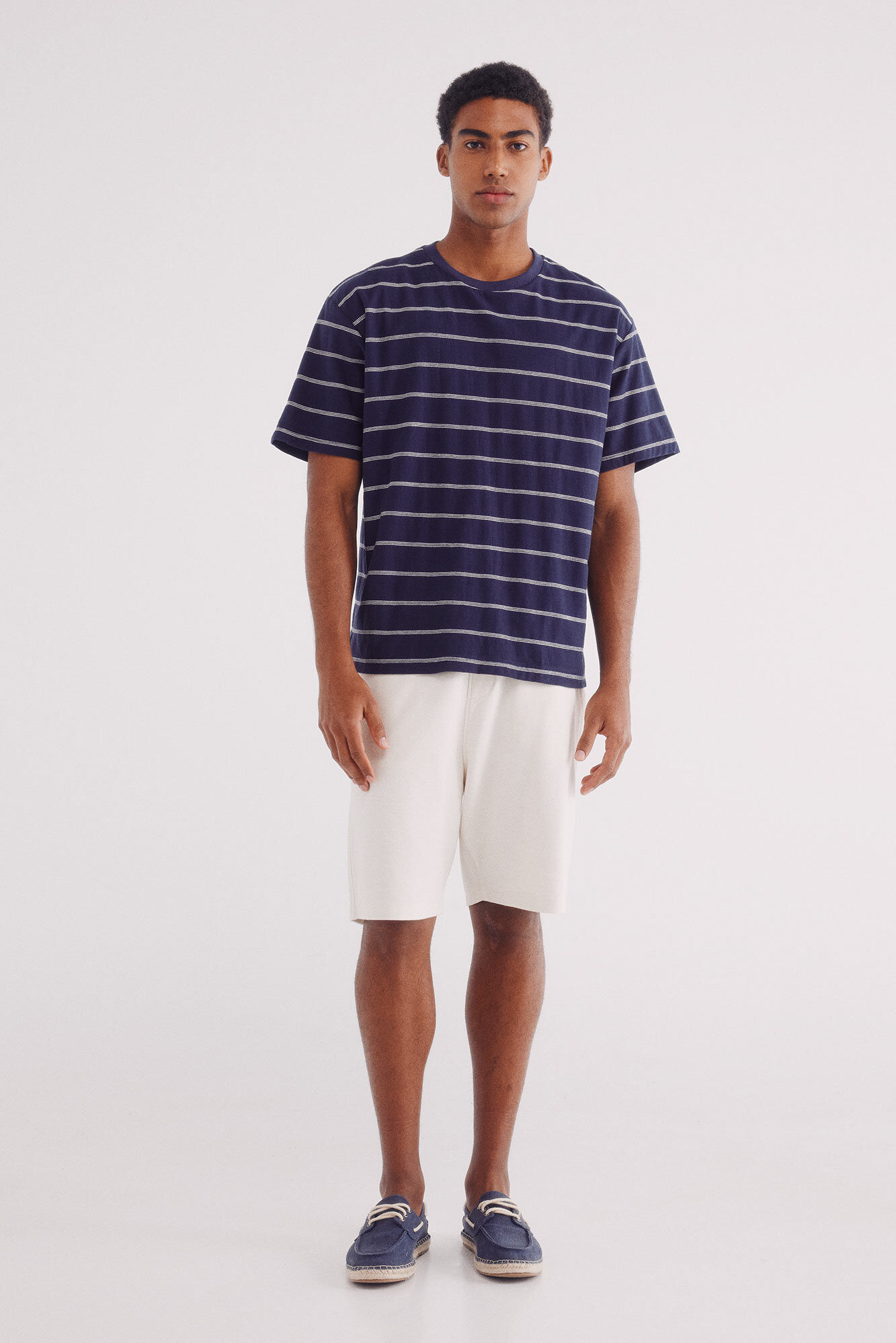 Springfield Playera algod&oacute;n slub rayas azul