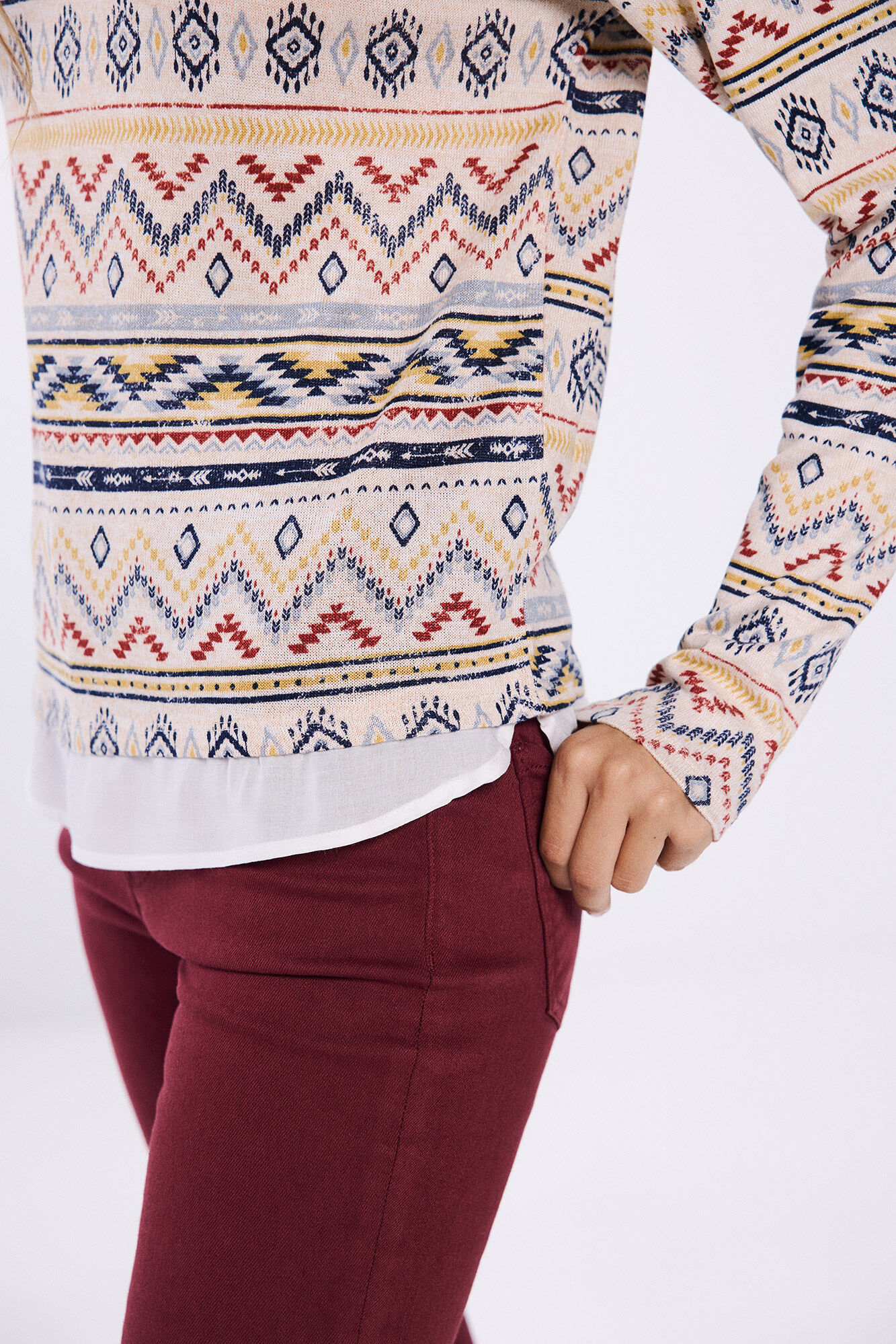 Springfield Playera combinada estampada caf&eacute;
