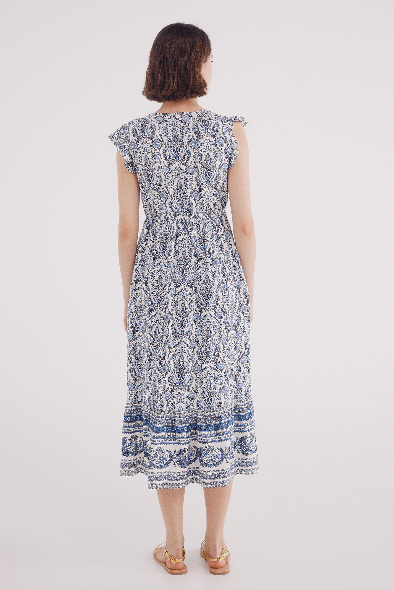 Springfield Vestido midi estampado lace caf&eacute;