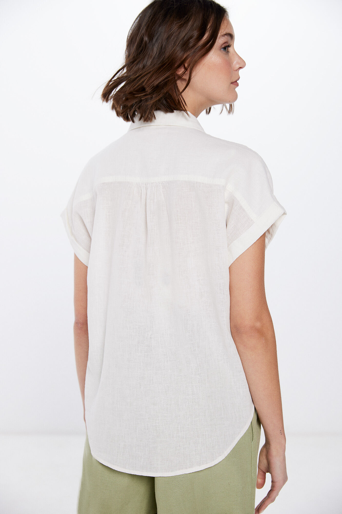 Springfield Blusa bolsillo M/C algod&oacute;n beige
