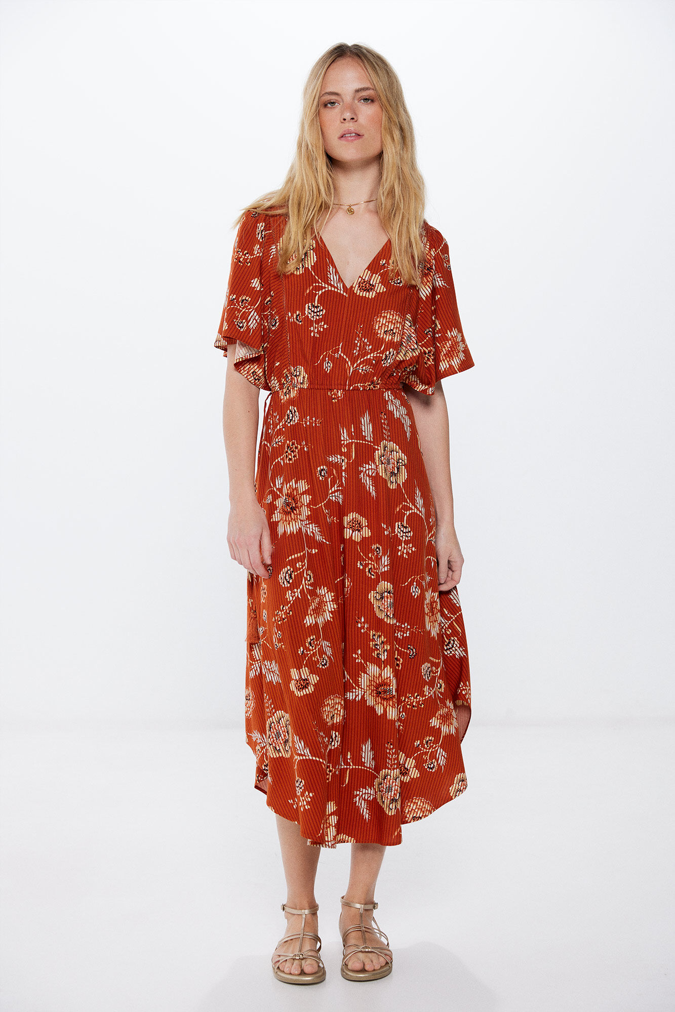 Springfield Vestido Midi Estampado Asim&eacute;trico