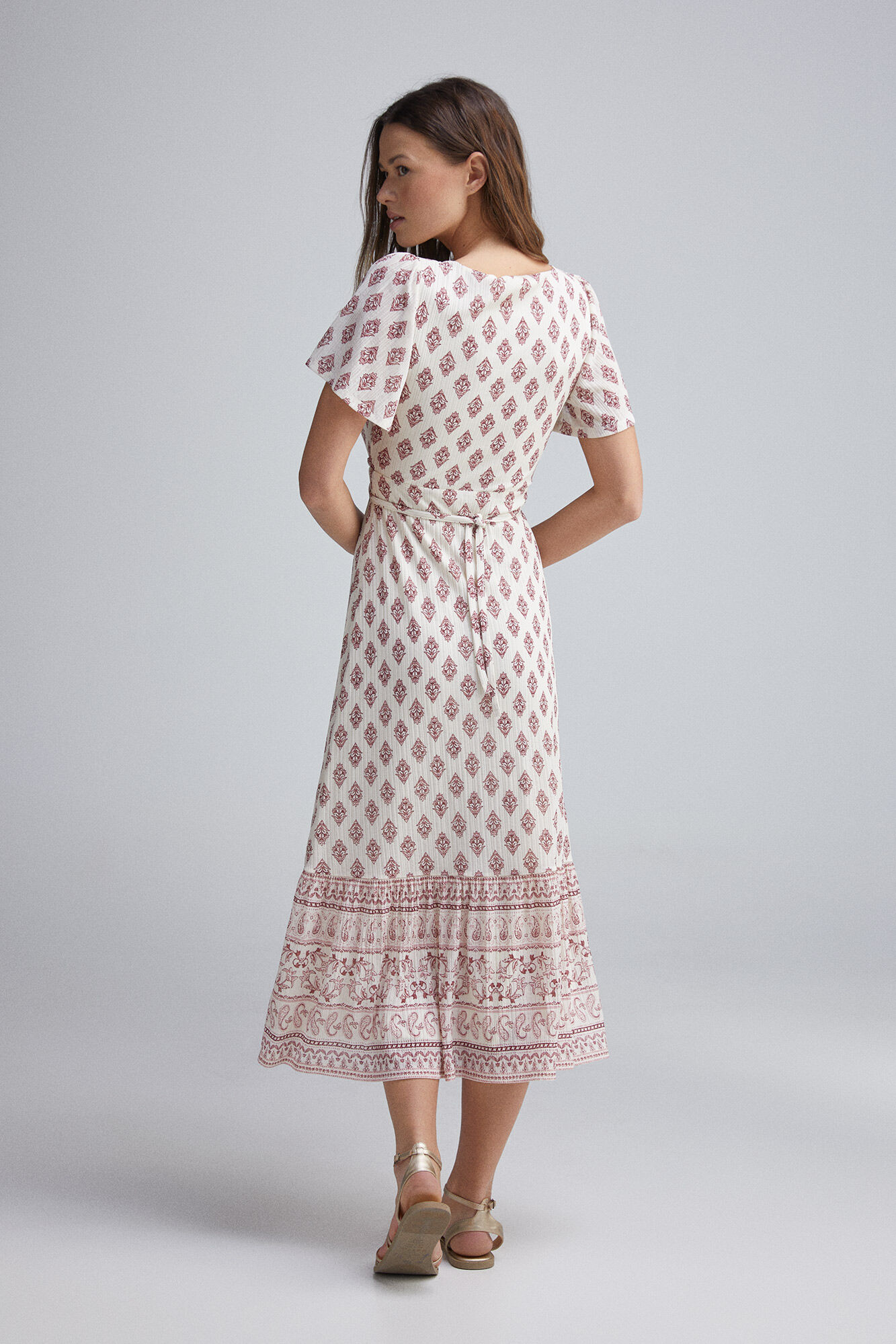 Springfield Vestido midi boho cenefa caf&eacute;