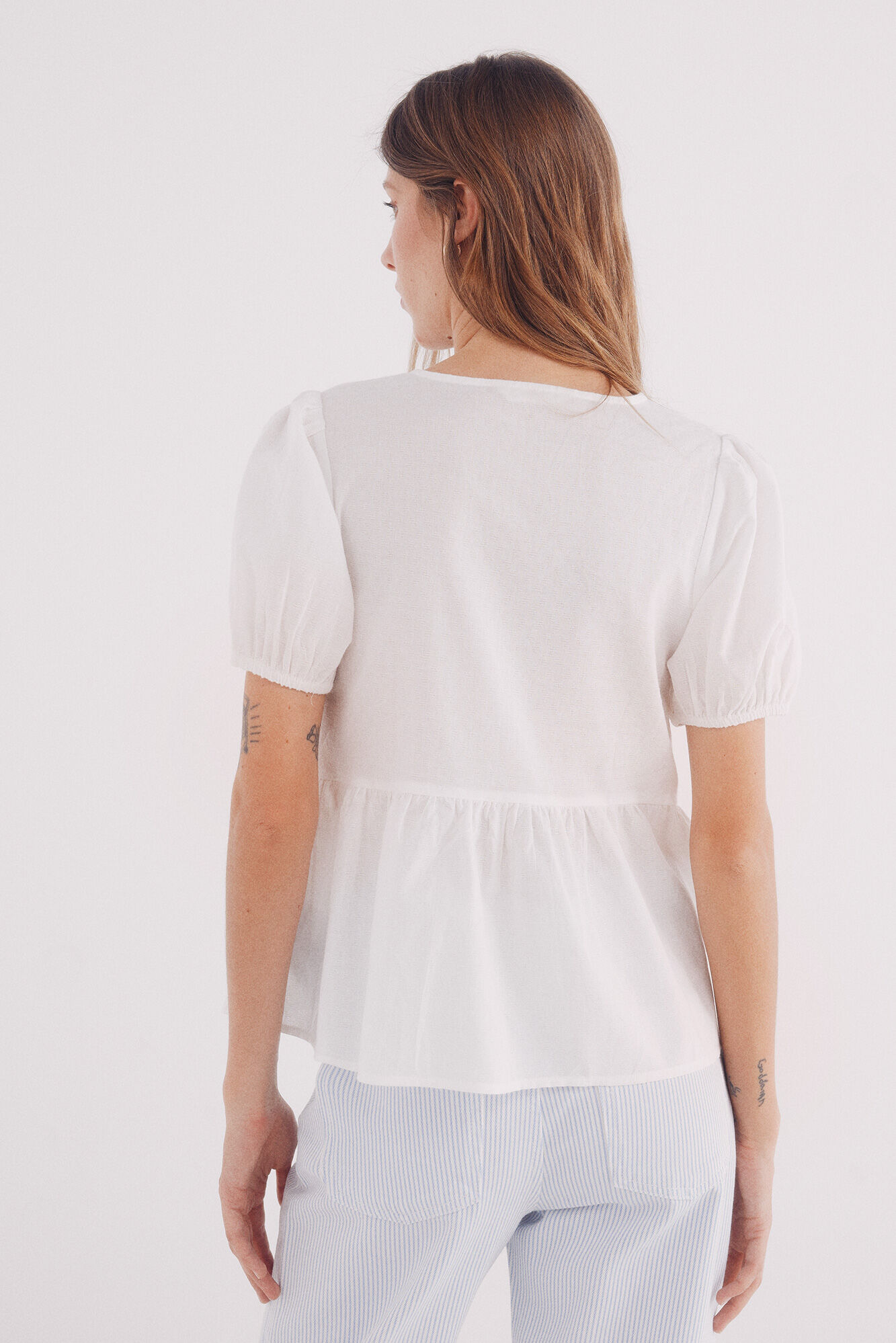 Springfield Blusa escote lace caf&eacute;