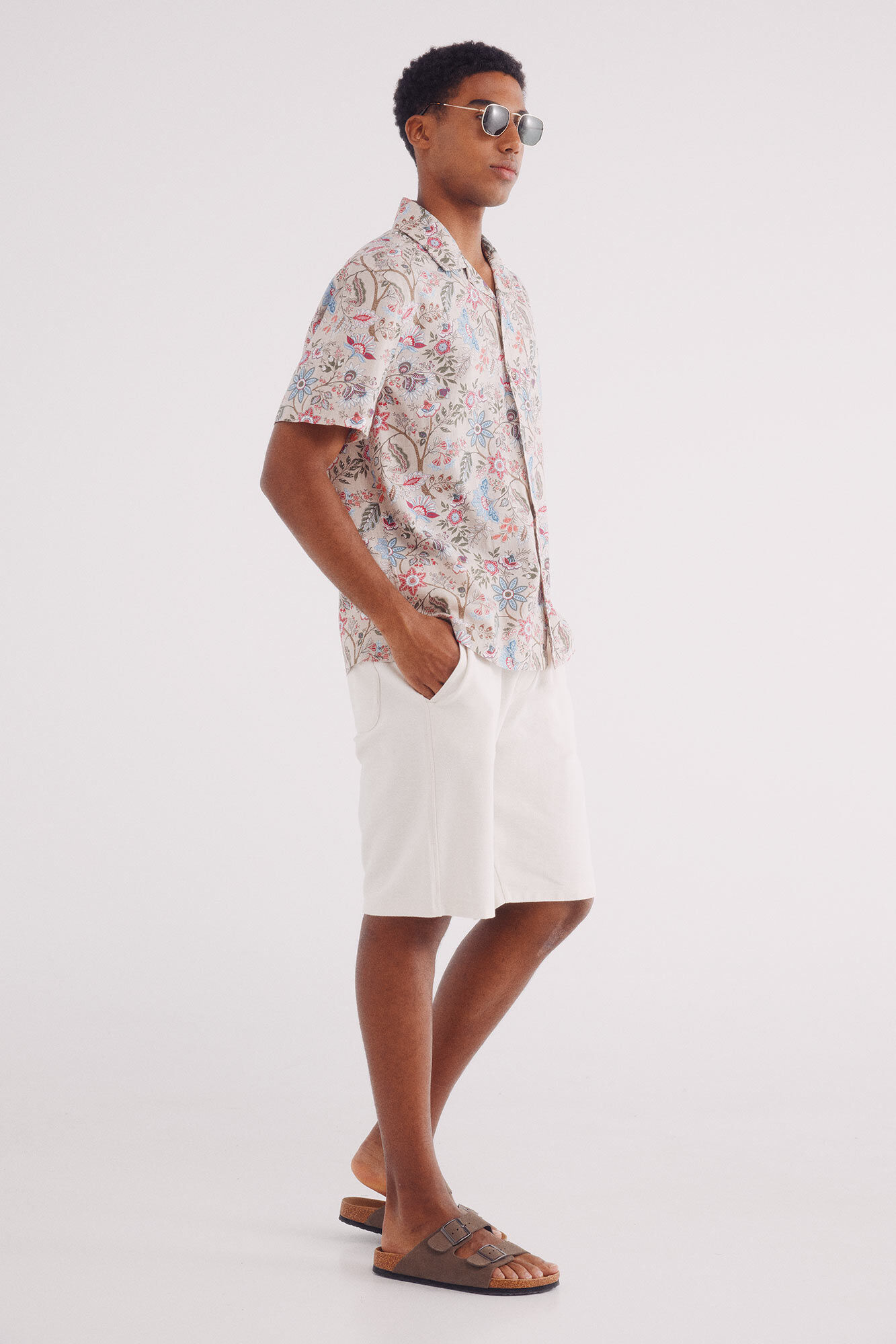 Springfield Camisa manga corta bowling estampado flores