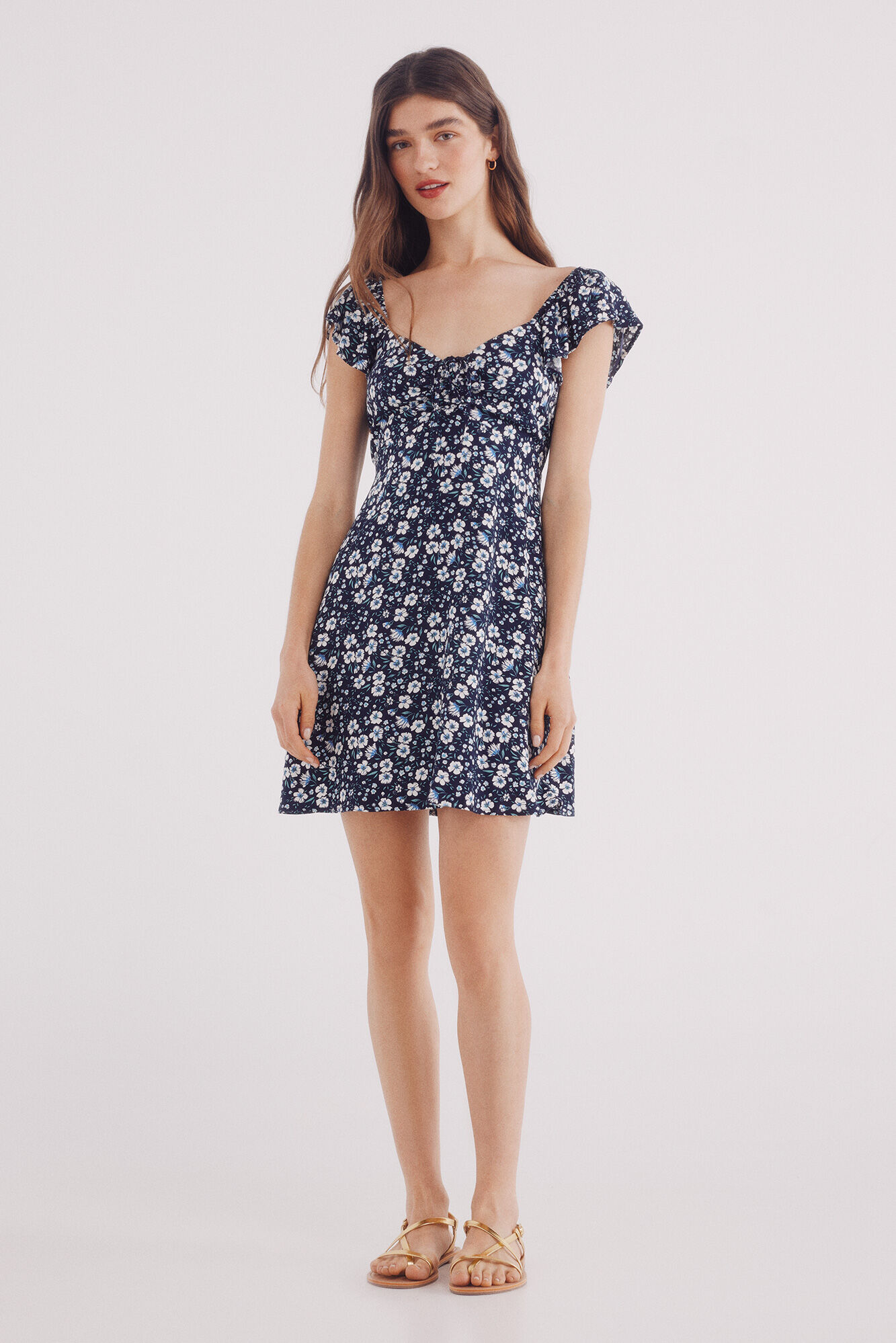 Springfield Vestido corto tirantes volantes estampado