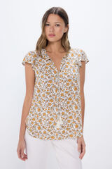 Springfield Blusa fluida estampada natural
