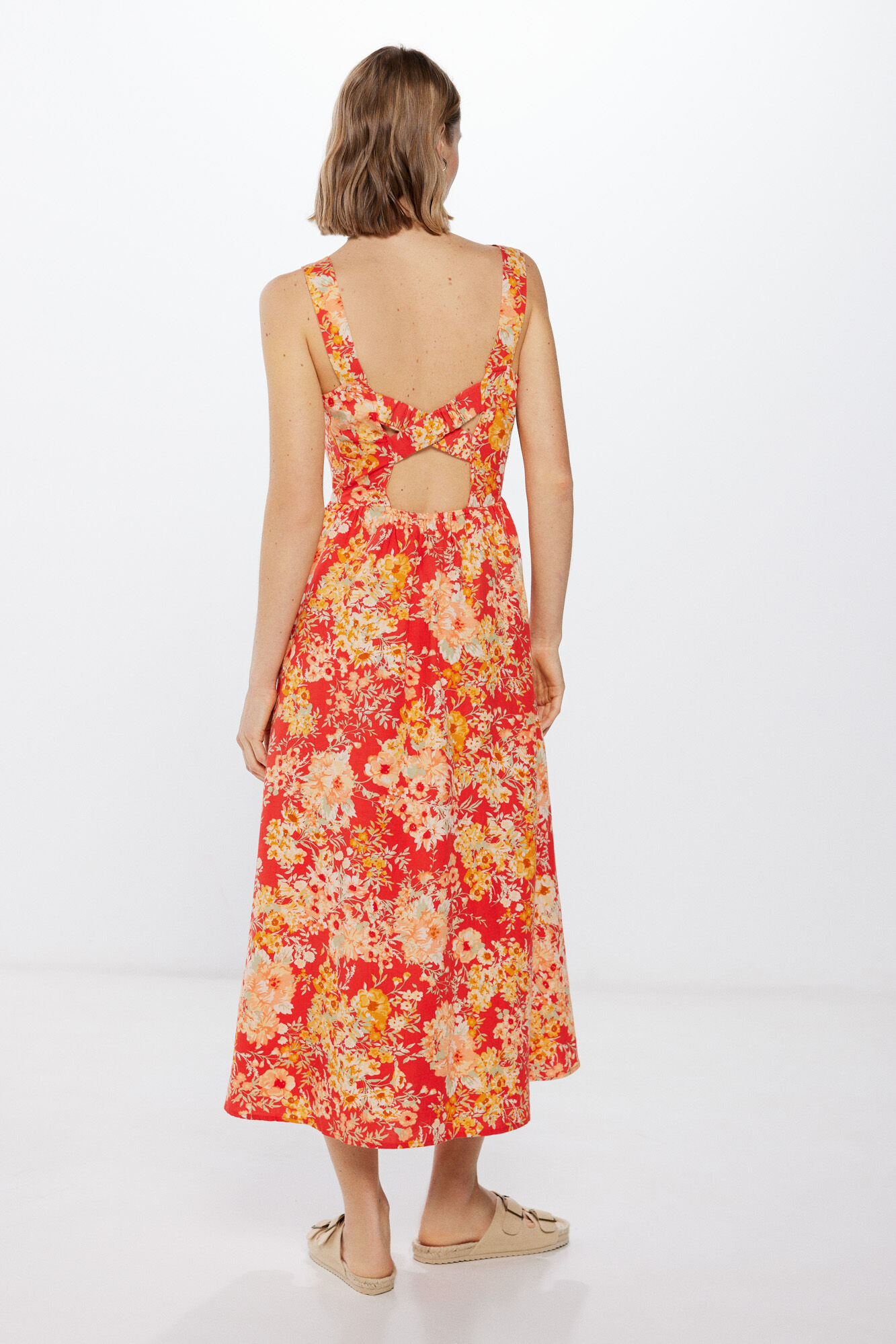 Springfield Vestido midi tirantes cruce espalda rojo