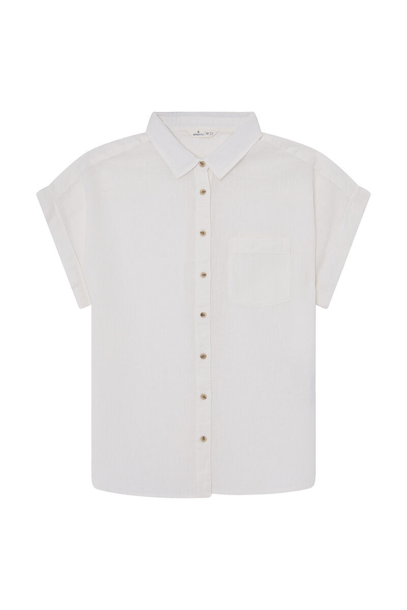 Springfield Blusa bolsillo M/C algod&oacute;n beige