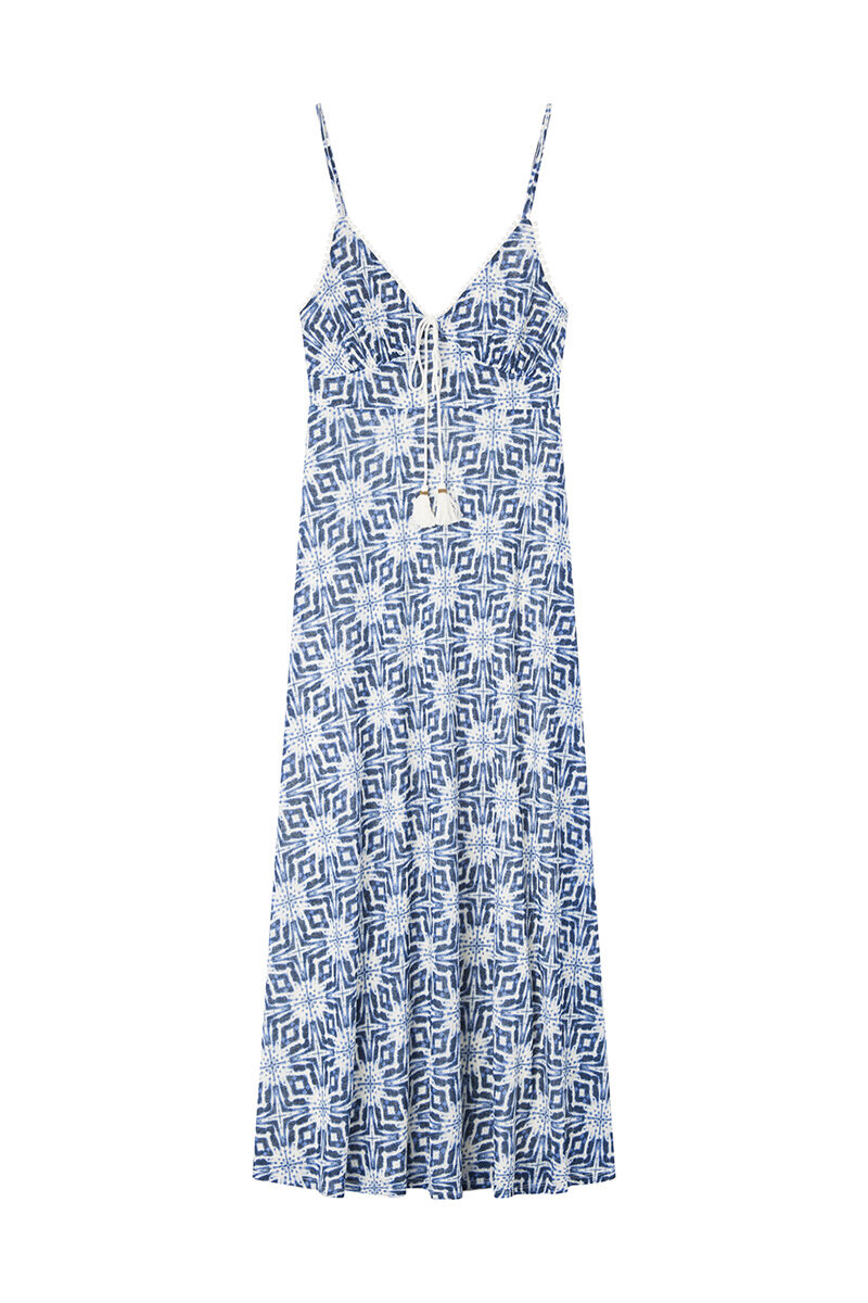 Springfield Vestido midi estampado geom&eacute;trico marino