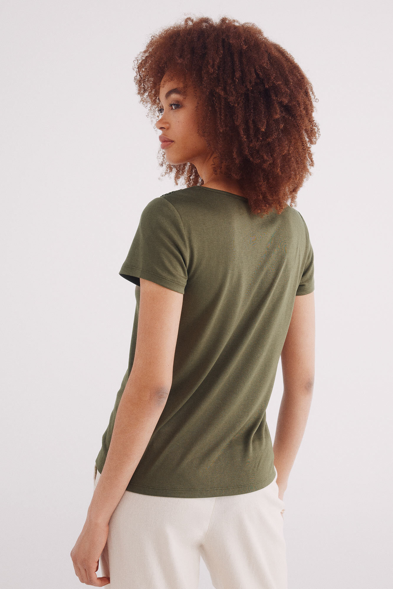 Springfield Playera escote crochet khaki