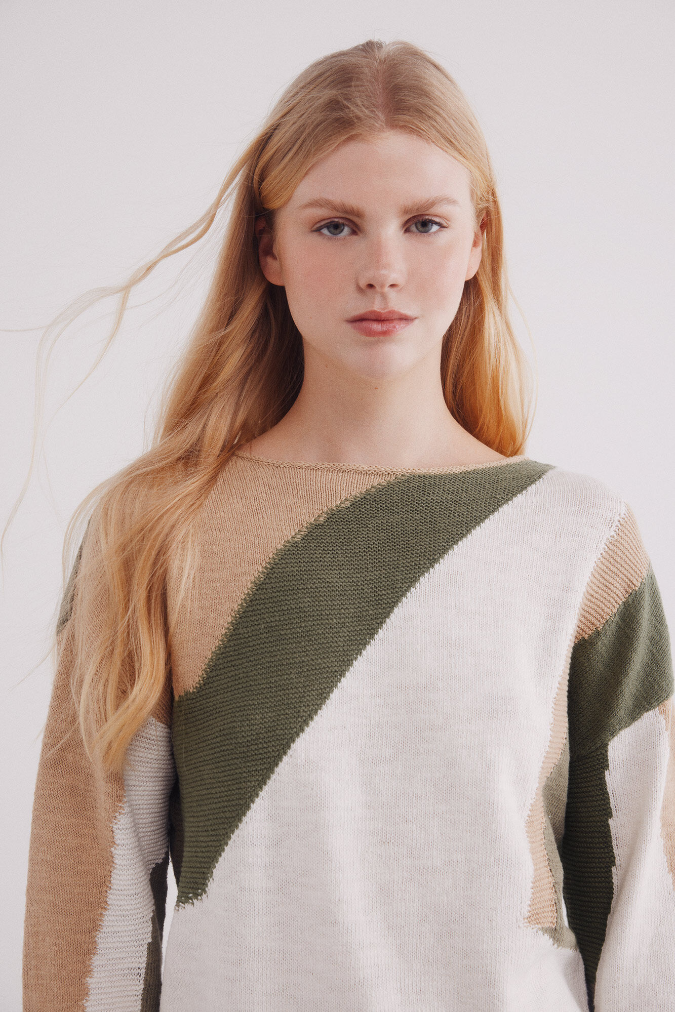 Springfield Su&eacute;ter color block beige