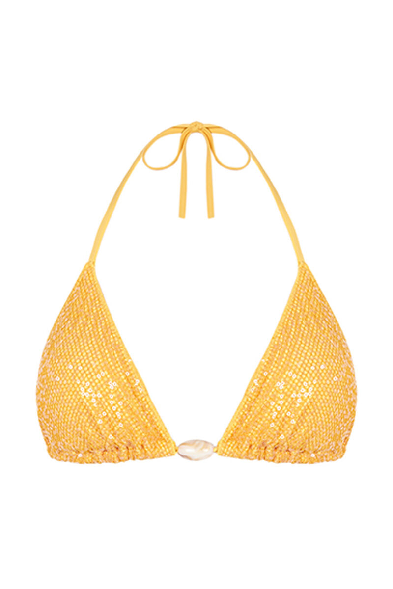 Women'secret Top bikini triangular lentejuelas amarillo amarillo