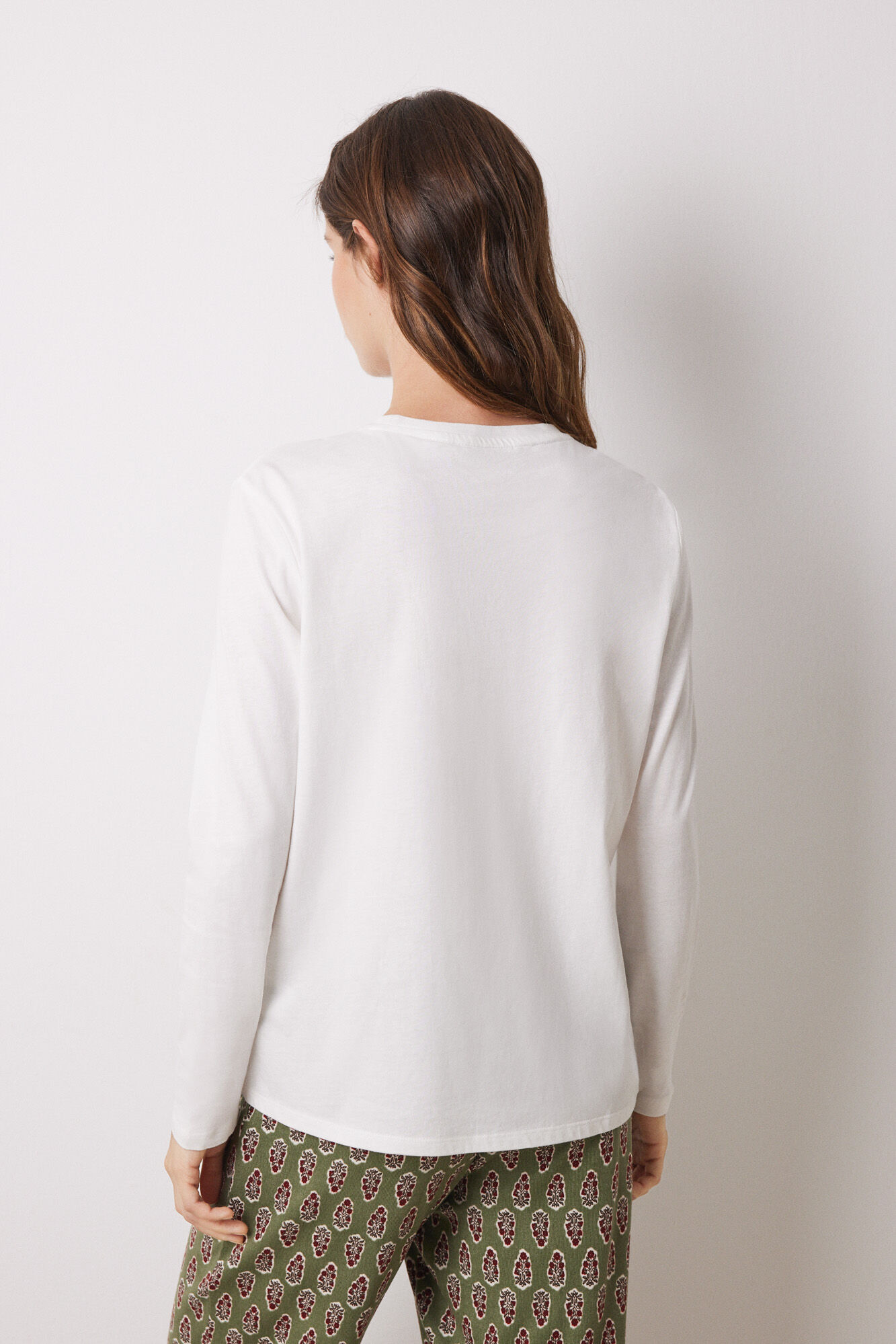 Women'secret Playera manga larga 100% algod&oacute;n LOVE marfil