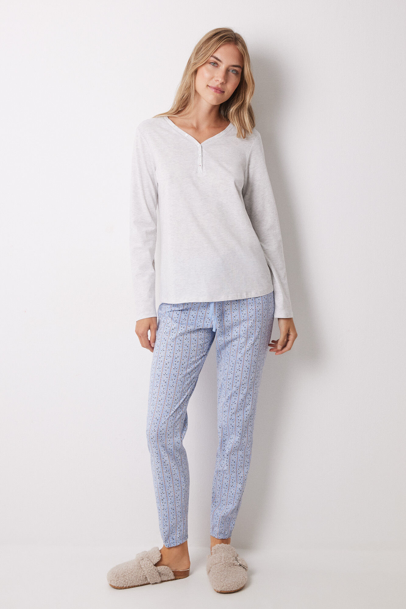 Women'secret Playera algod&oacute;n manga larga gris  gris