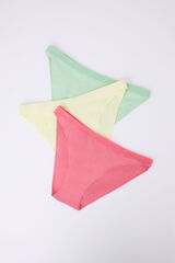 HI&BYE Pack 3 bragas cl&aacute;sicas rosa, amarillo, verde blanco