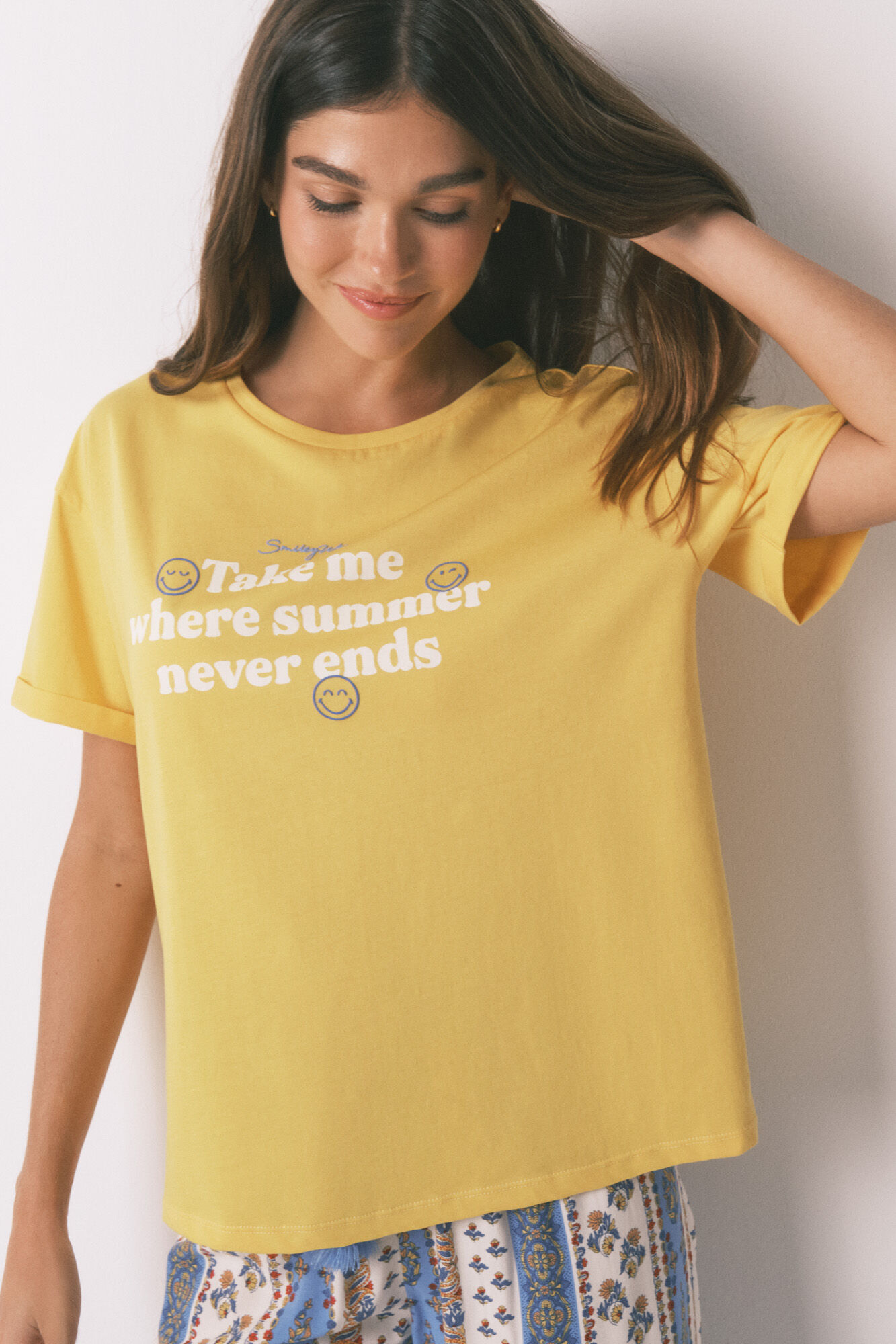 Women'secret Playera SmileyWorld&reg; Amarilla 100% algod&oacute;n