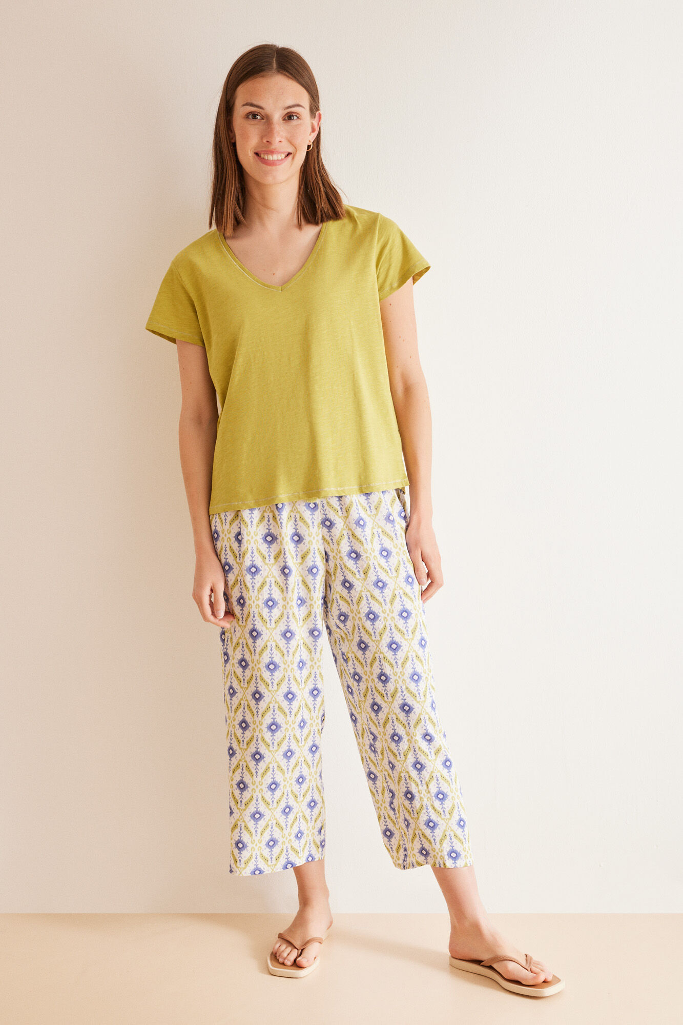 Women'secret Playera 100% algod&oacute;n flam&eacute; verde kaki