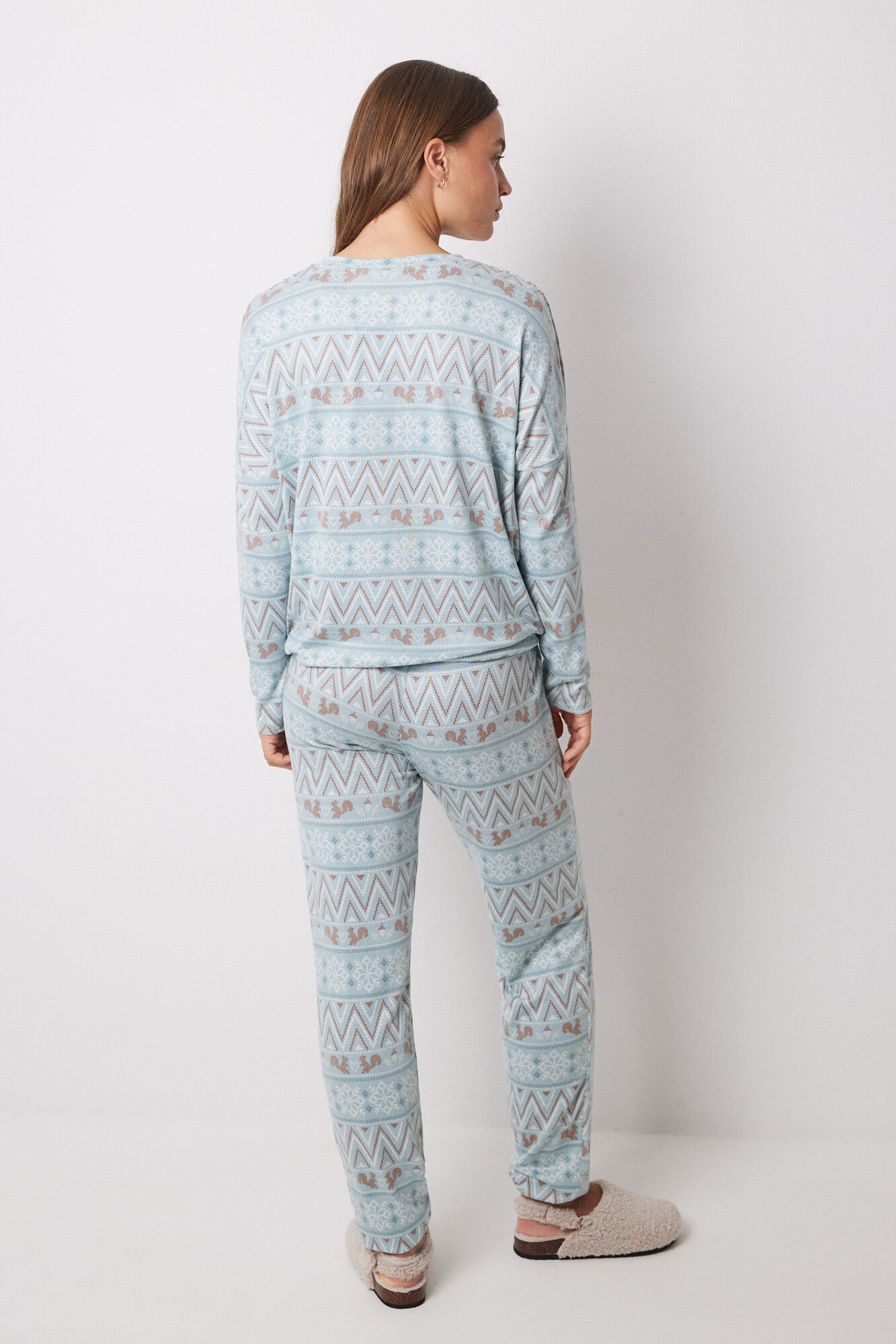 Women'secret Pijama larga polar supersoft verde