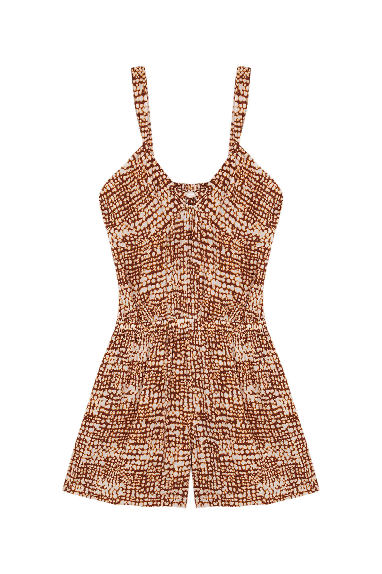 Women'secret Mono corto estampado marr&oacute;n Ecovero&trade;  estampado